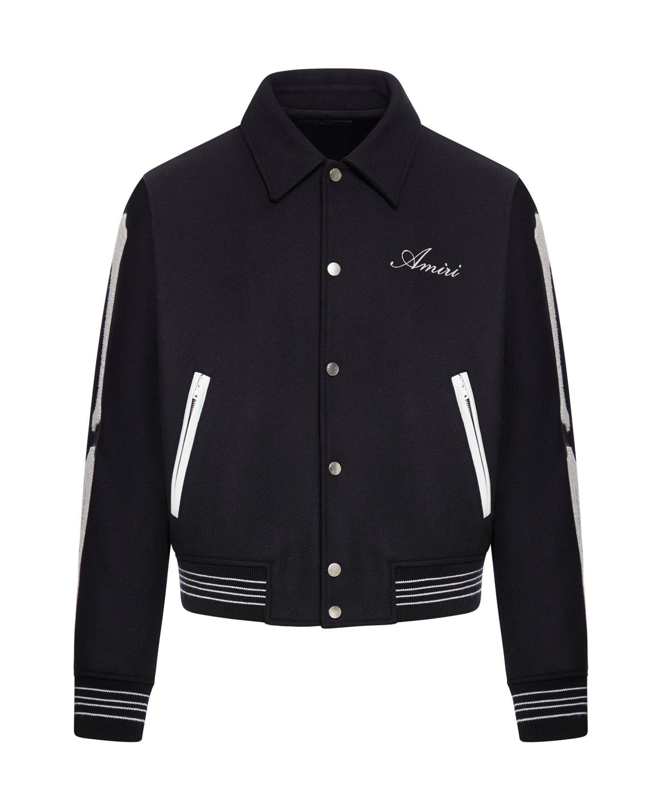 AMIRI Logo Embroidered Bone Jacket - Black White