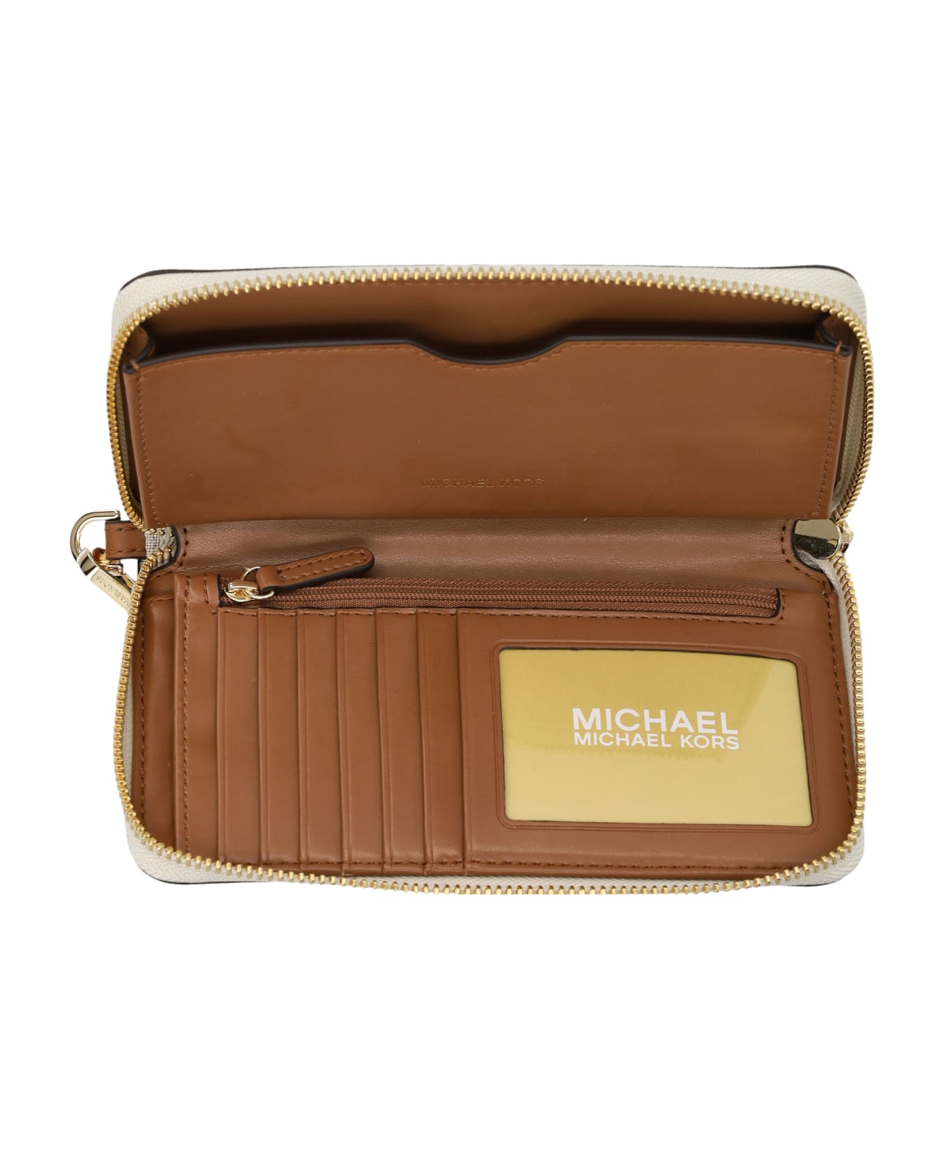 Michael Kors Collection Large Logo Smartphone Wristlet Wallet - Vanilla