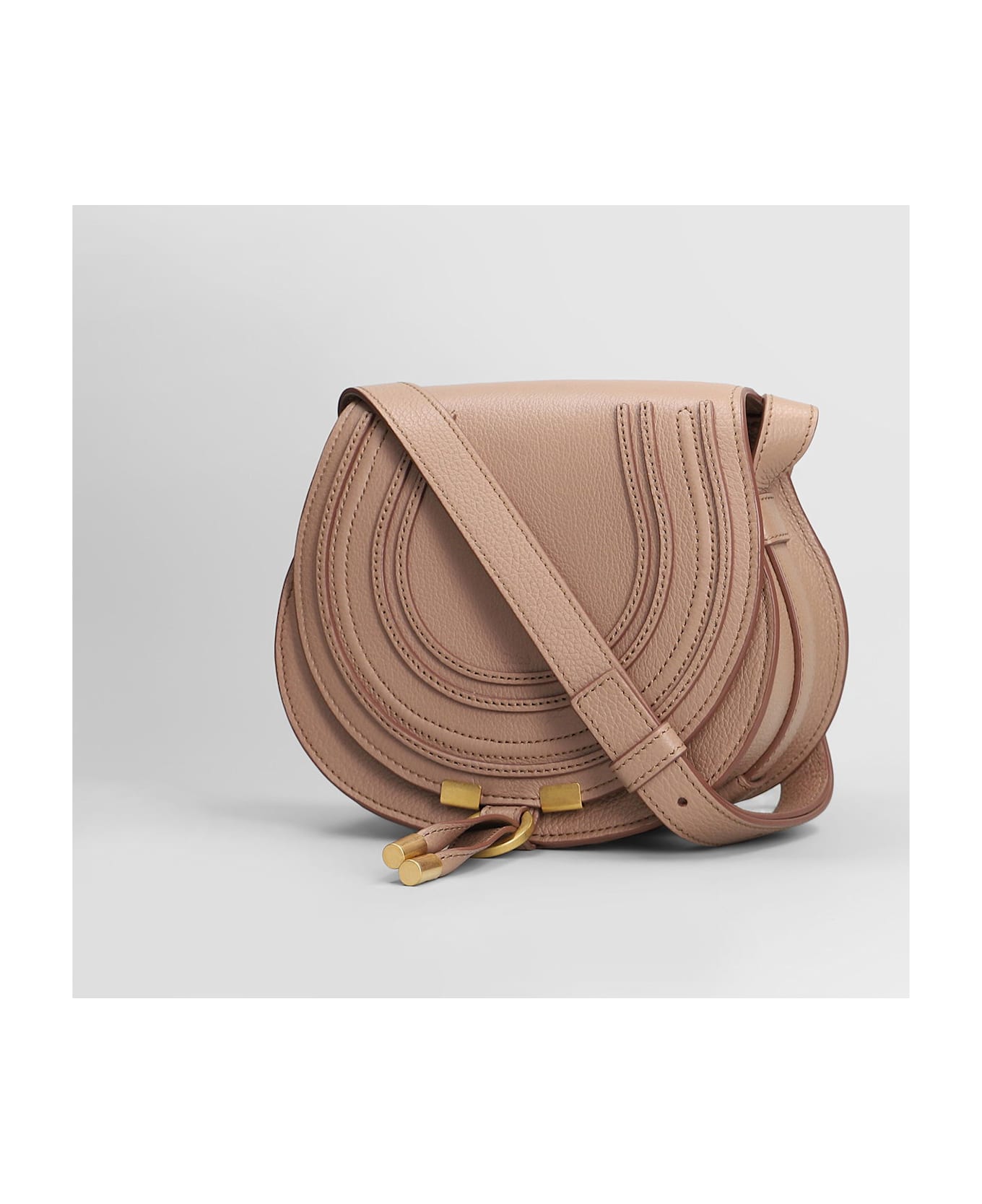 Chloé Mercie Shoulder Bag In Powder Leather - powder