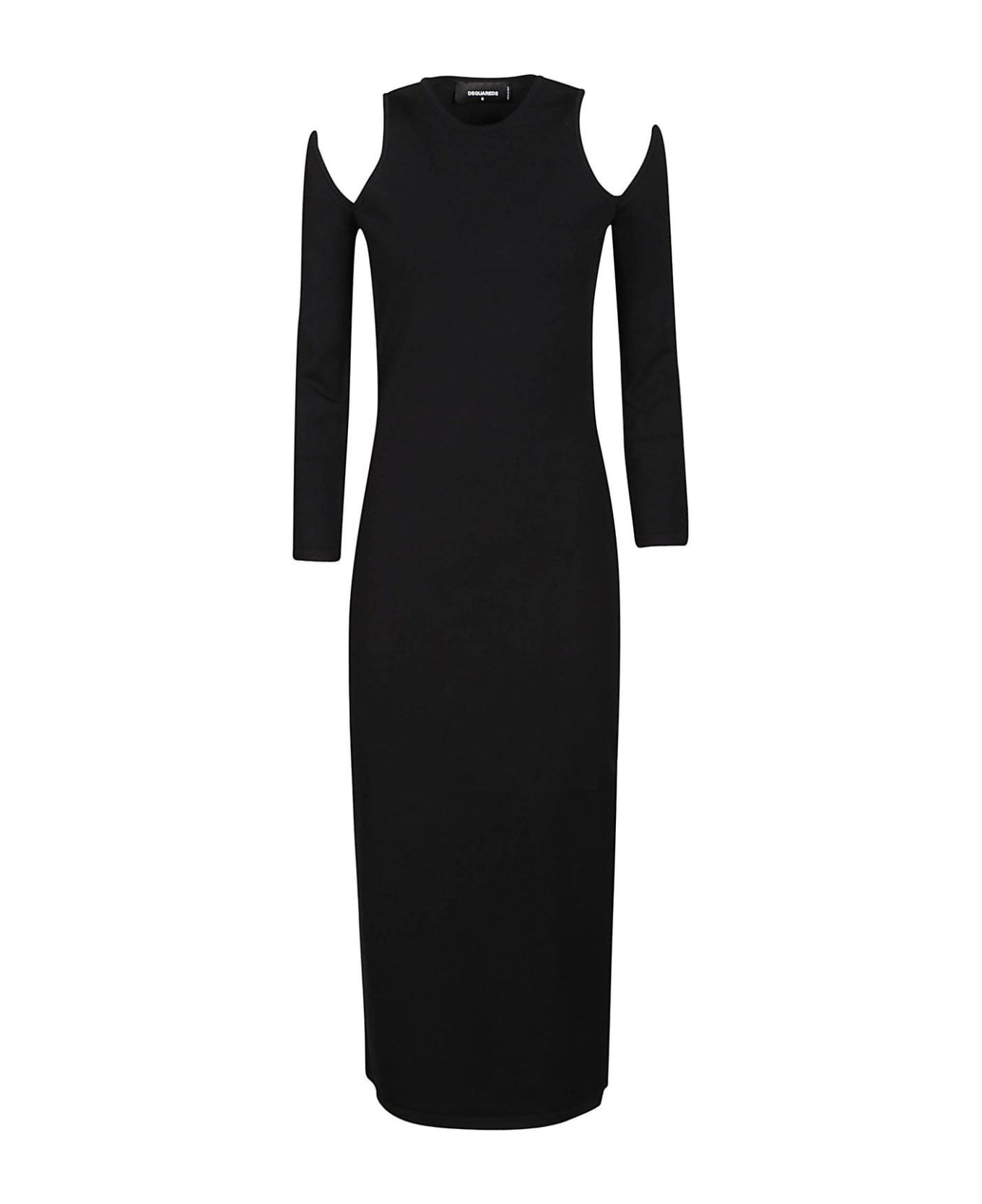 Dsquared2 Cut-out Crewneck Long-sleeved Dress - BLACK