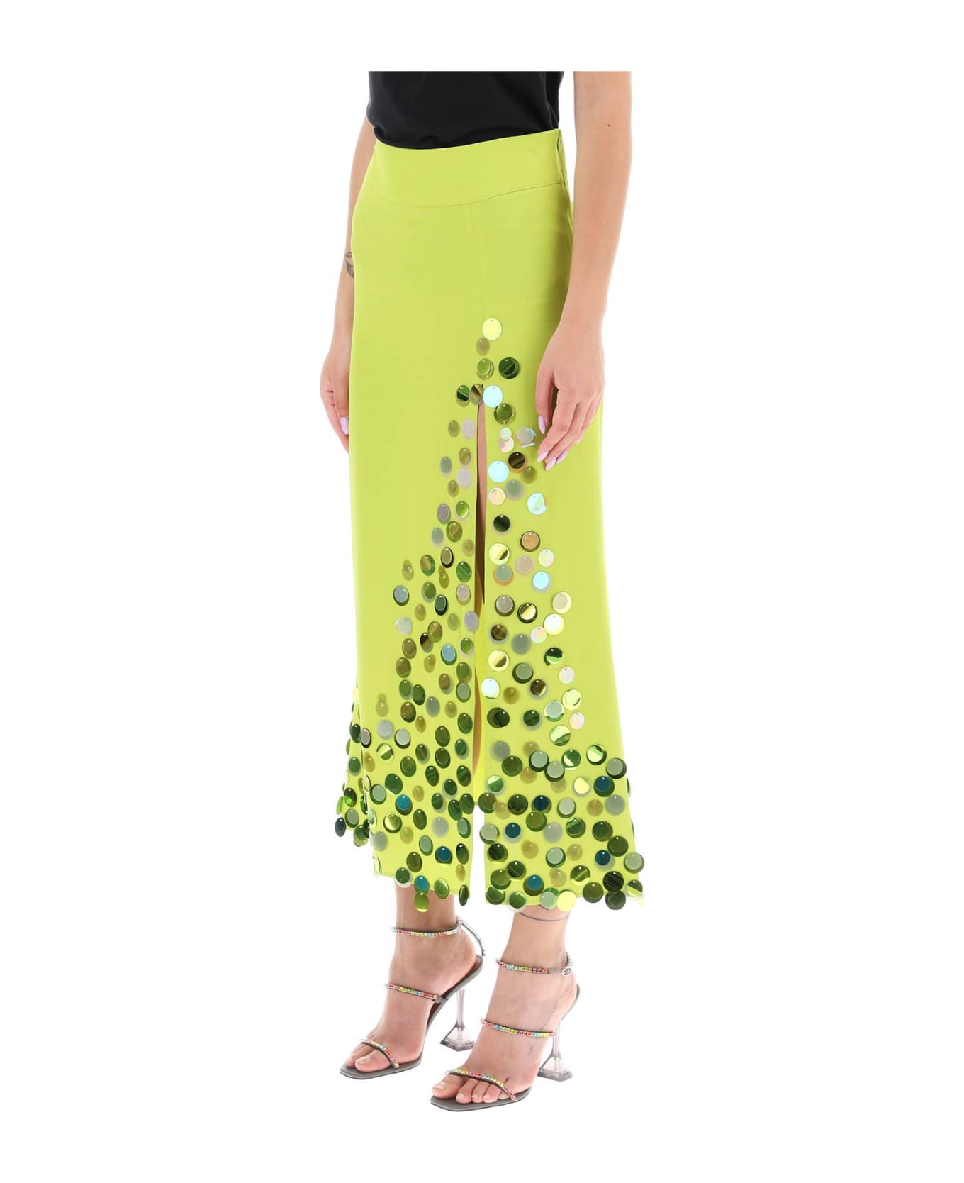 Art Dealer Midi Skirt With Maxi Sequins - PISTACHIO GREEN (Green) スカート
