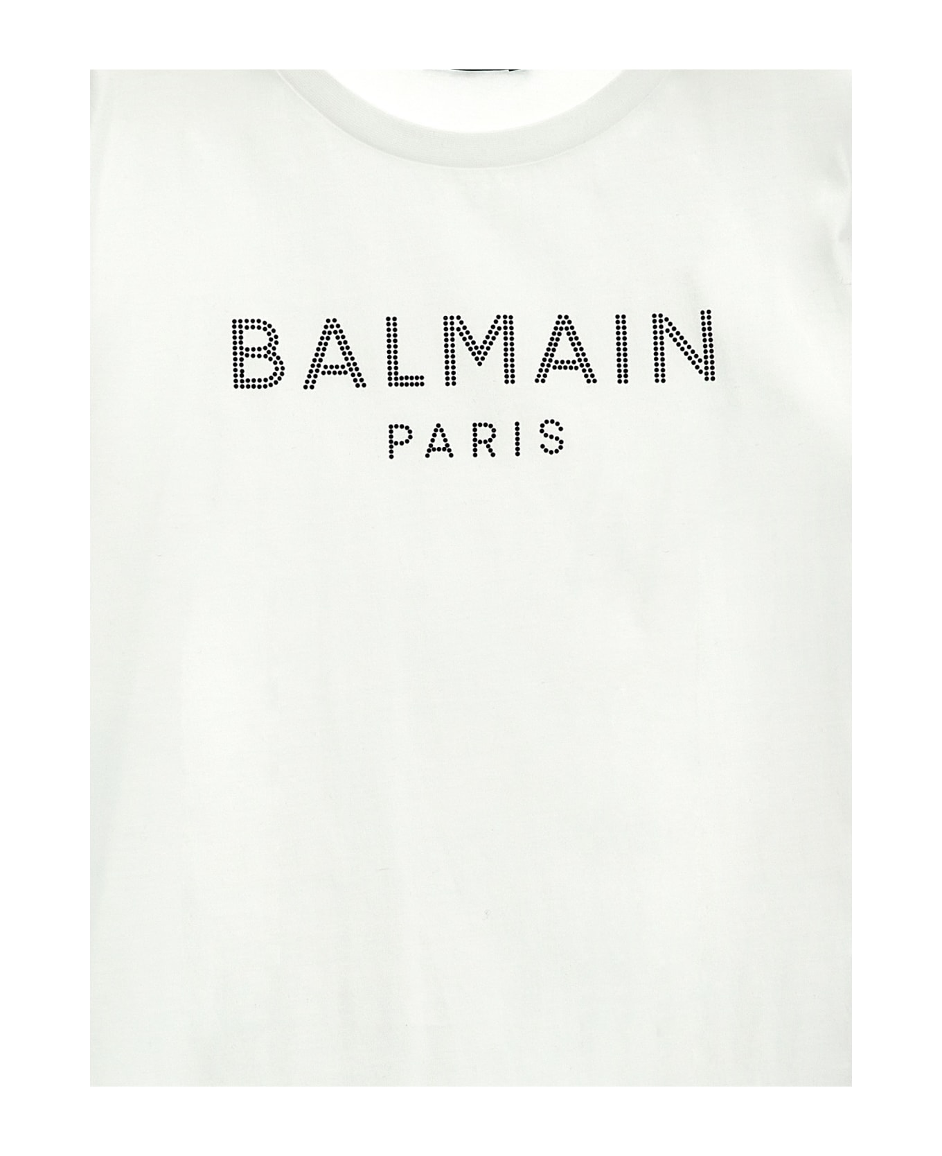 Balmain Rhinestone Logo T-shirt - White/Black
