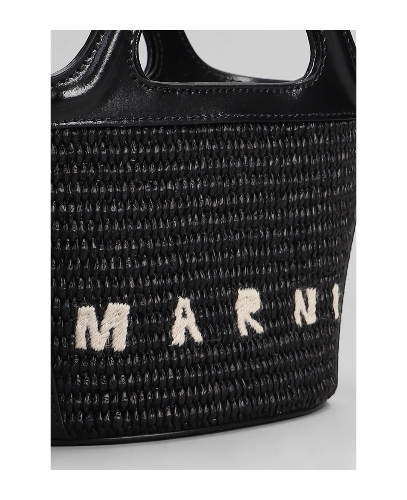 Marni Tropicalia Micro Hand Bag In Black Raffia - black