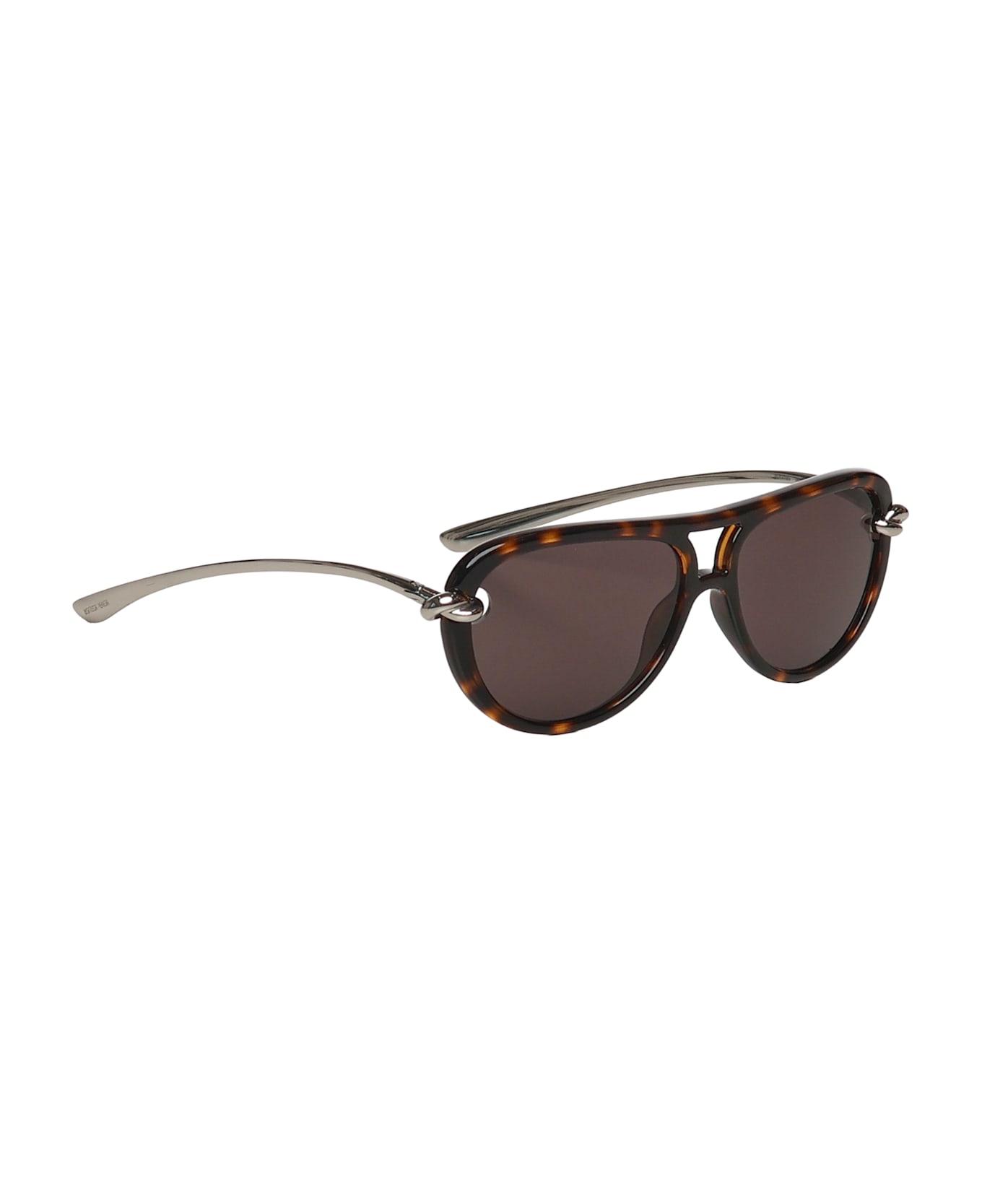 Bottega Veneta Knot Aviator Sunglasses - Havana silver grey