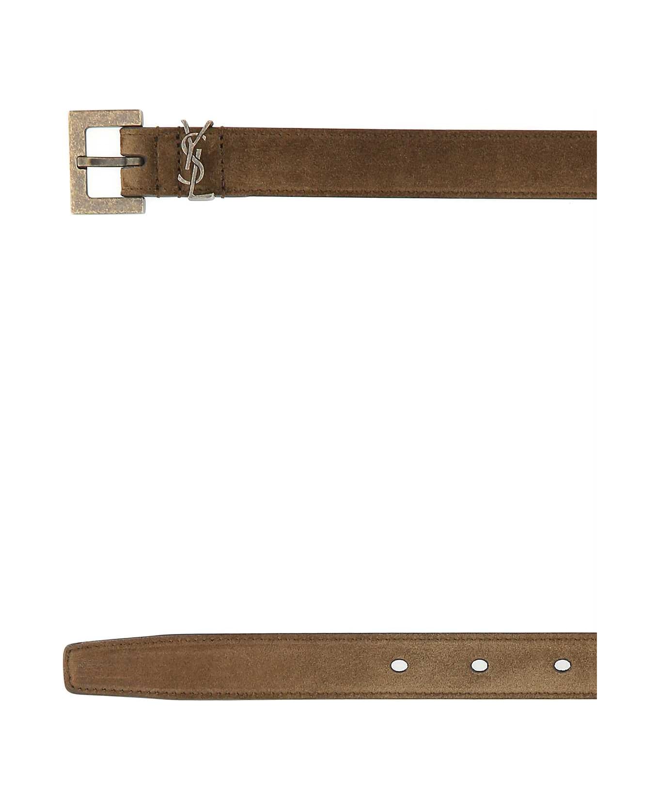 Saint Laurent Brown Suede Belt - 2355