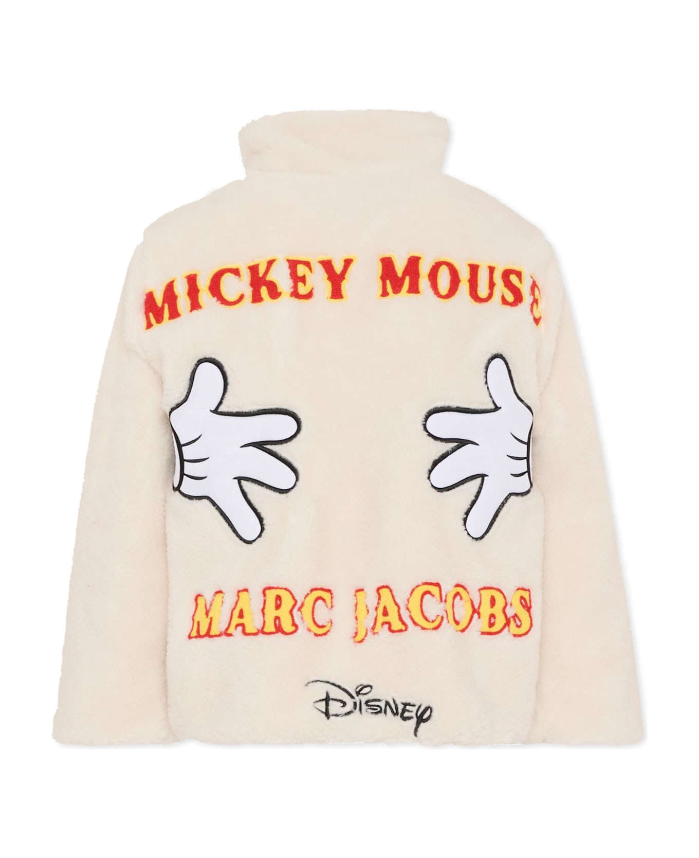 Marc Jacobs Ivory Faux Fur Coat For Kids With Mickey Mouse - Ivory