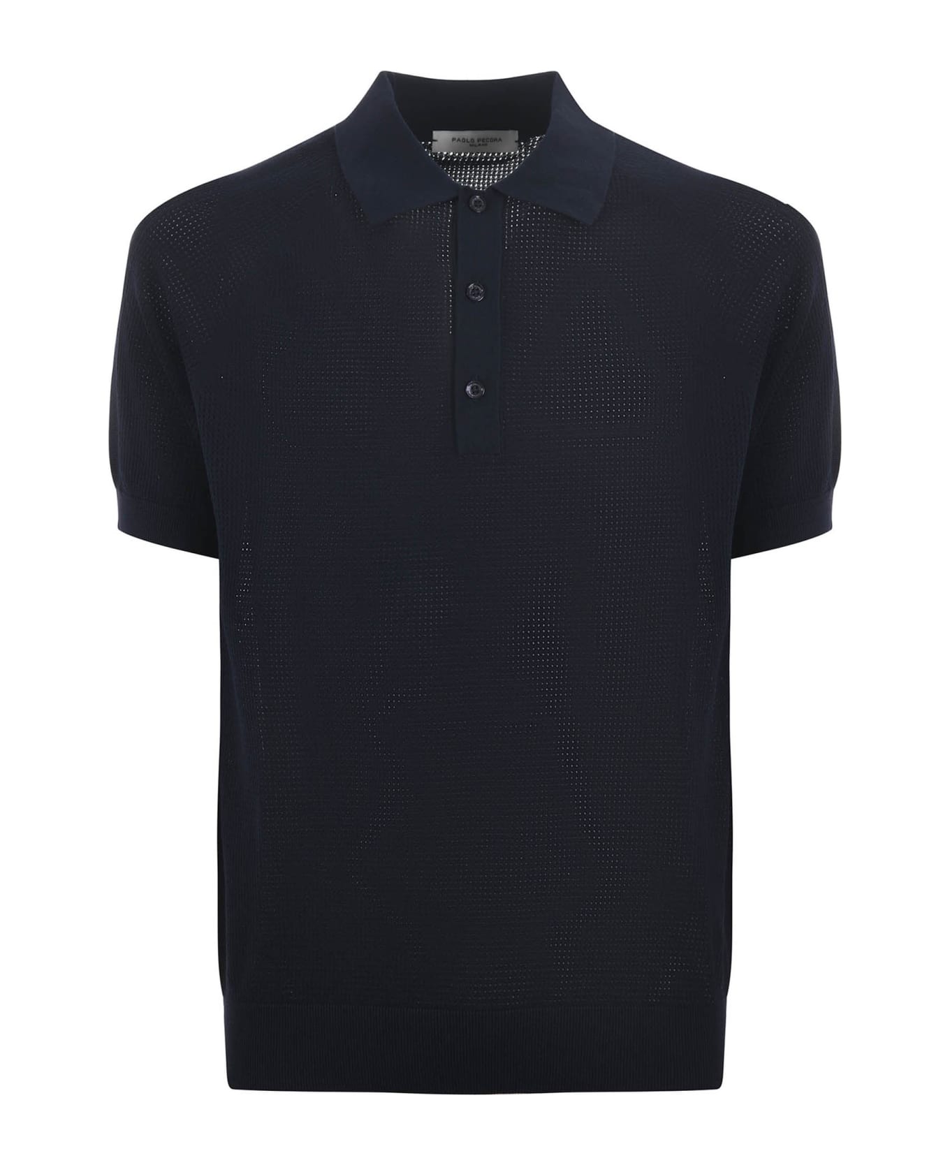 Paolo Pecora Polo Shirt In Cotton Thread - Blu scuro