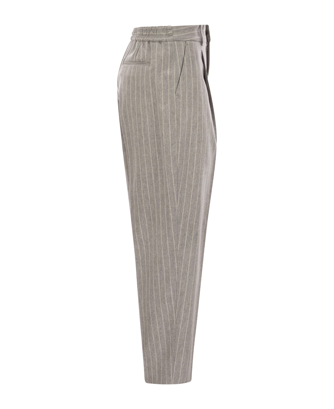 PT Torino Daisy - Wool And Cashmere Pinstripe Pants - Grey