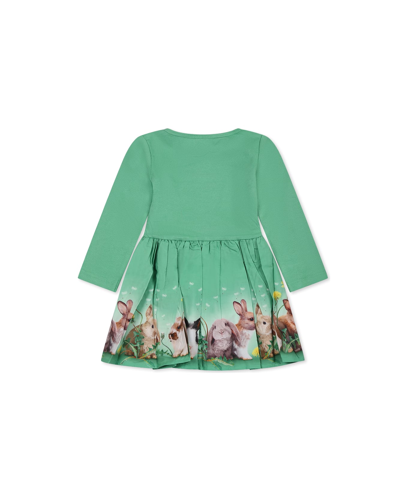 Molo Green Dress For Baby Girl With Rabbit - Green