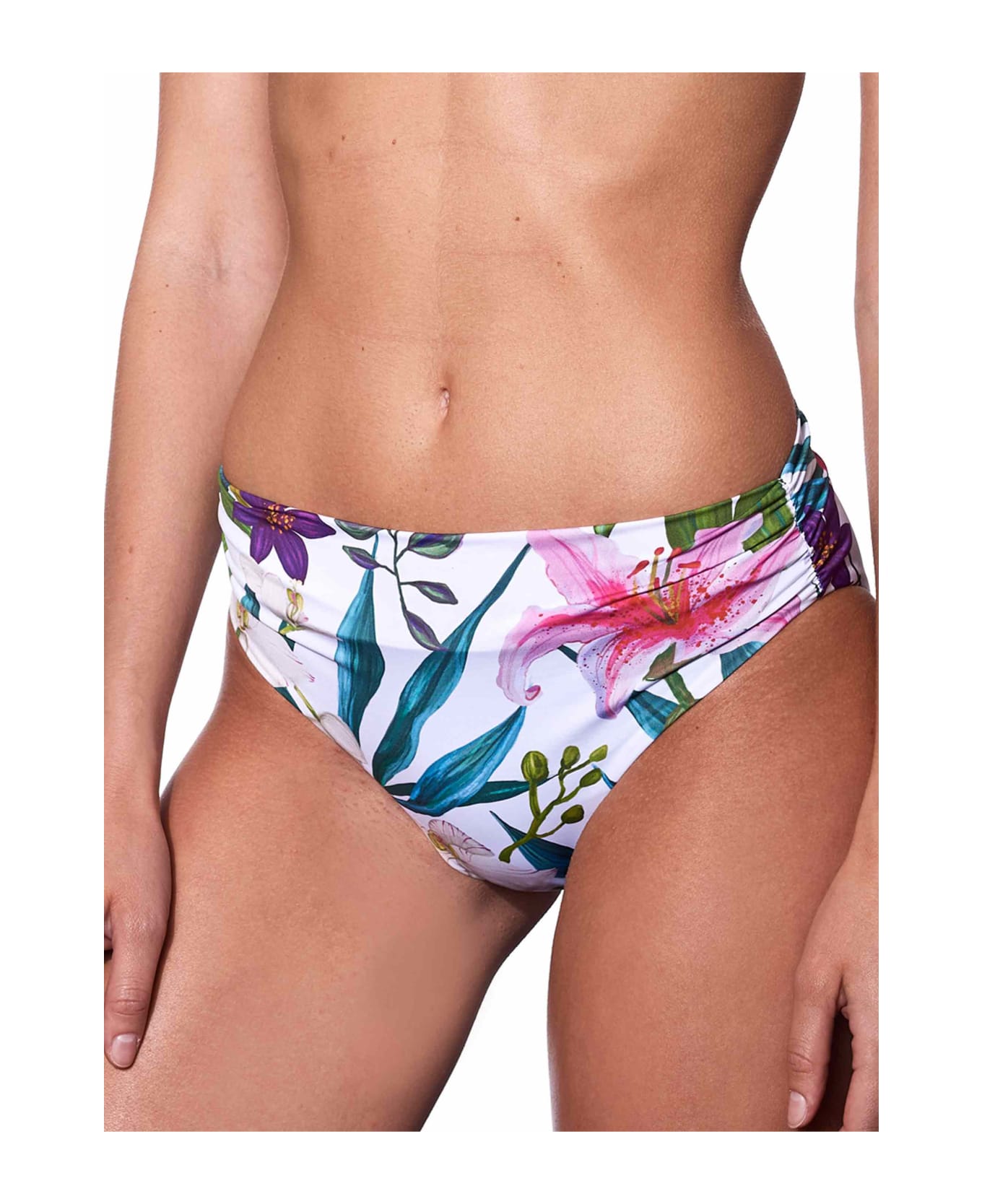 MC2 Saint Barth Tropical Print High Waist Swim Briefs - MULTICOLOR