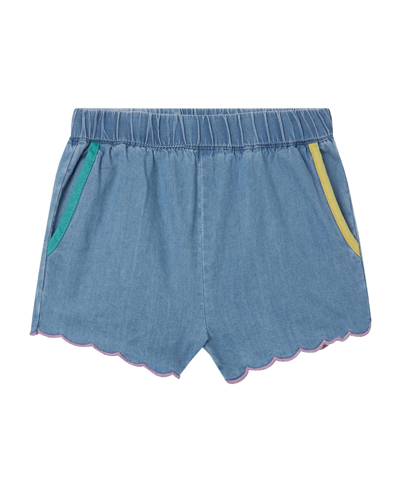 Stella McCartney Shorts With Scalloped Hem - Blu Denim Chiaro
