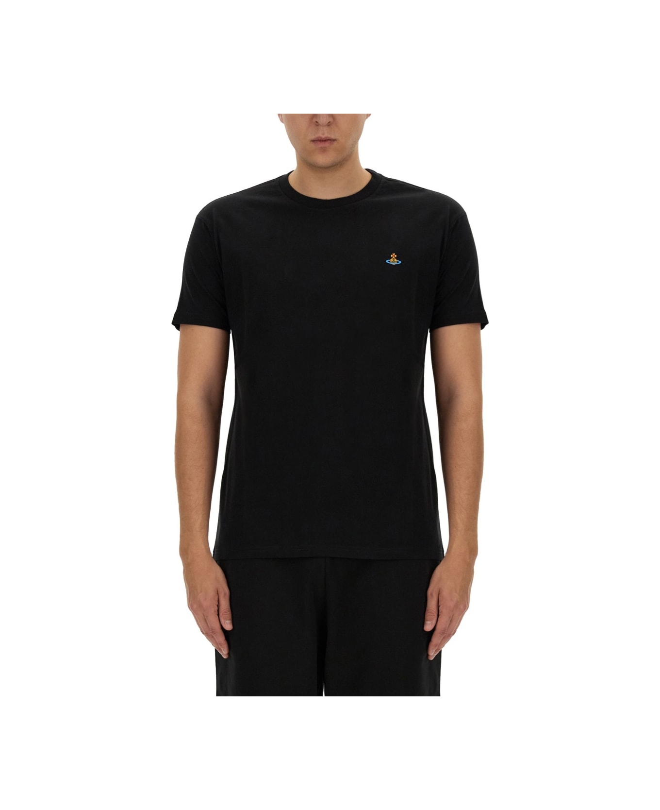 Vivienne Westwood T-shirt With Orb Embroidery - BLACK