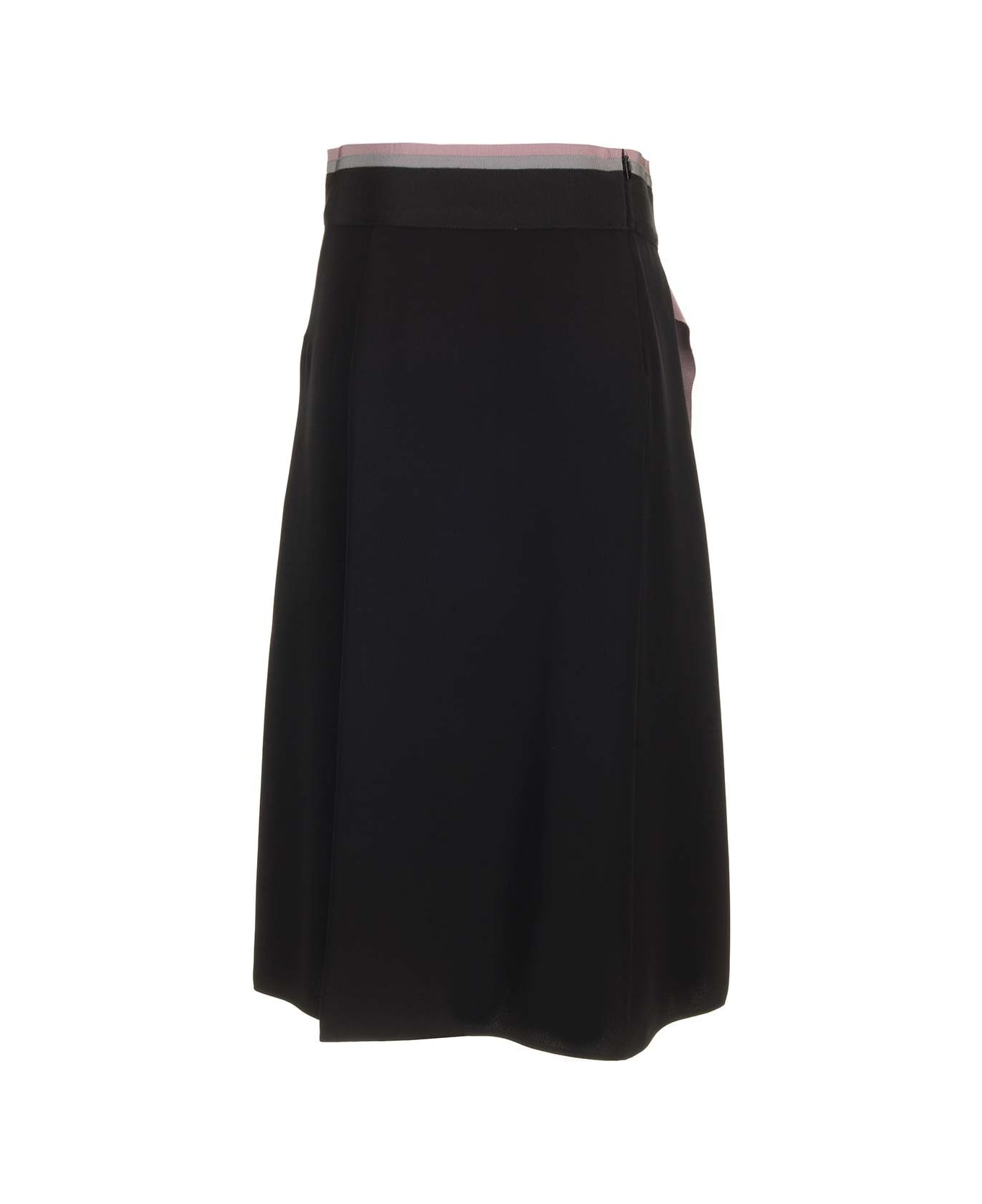 Fendi Silk Cady Midi Skirt - Black