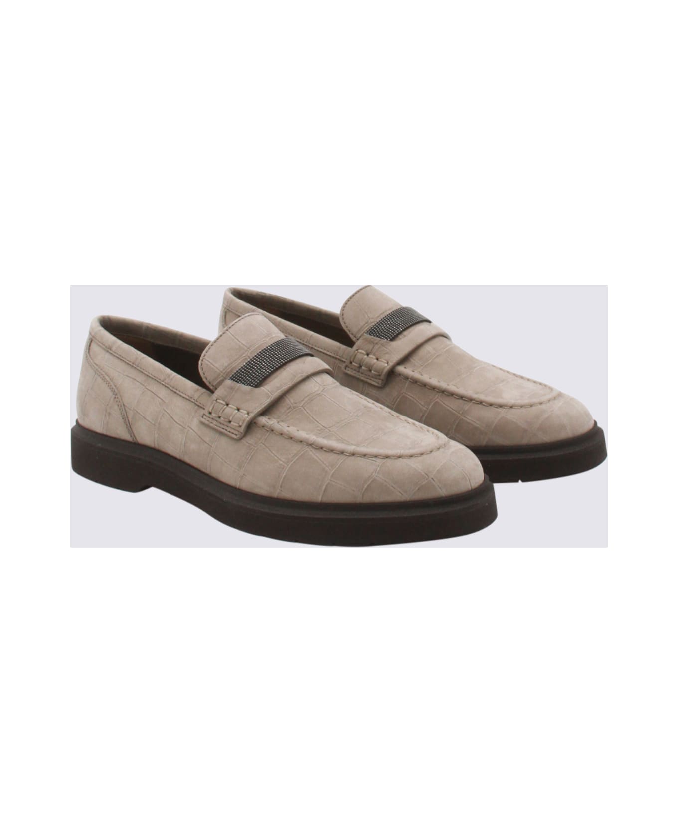 Brunello Cucinelli Beige Leather Loafers