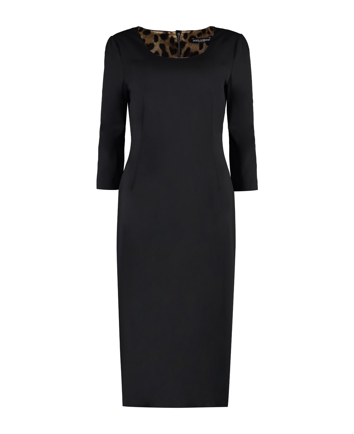 Dolce & Gabbana Virgin Wool Midi Dress - NERO