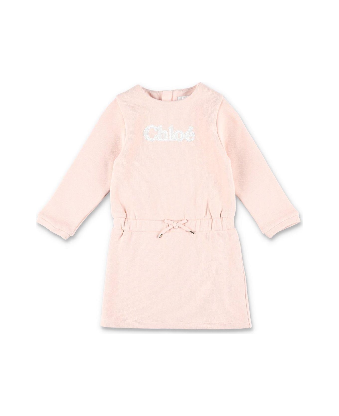 Chloé Logo Appliquéd Fleece Dress - Pink