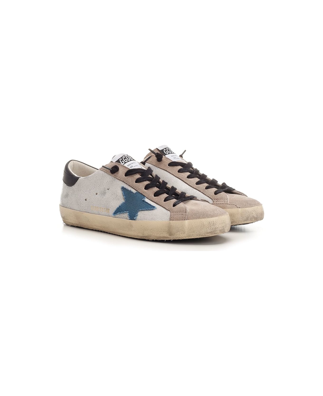 Golden Goose 'super Star' Sneakers - WHITE/BEIGE/BLUE/BLACK