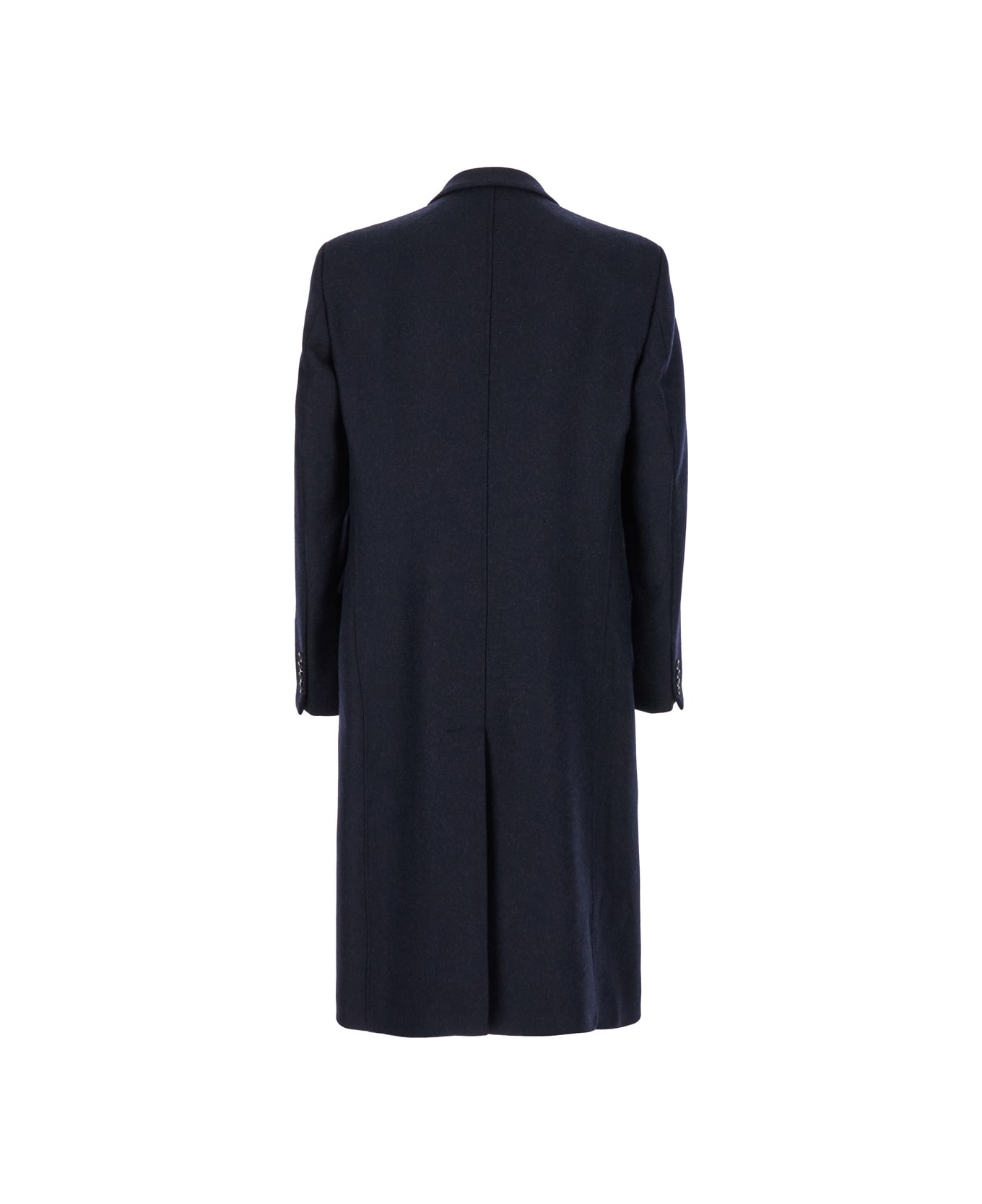 Emporio Armani Blue Double-breasted Long Coat With Peak Revers In Wool Man - Blu