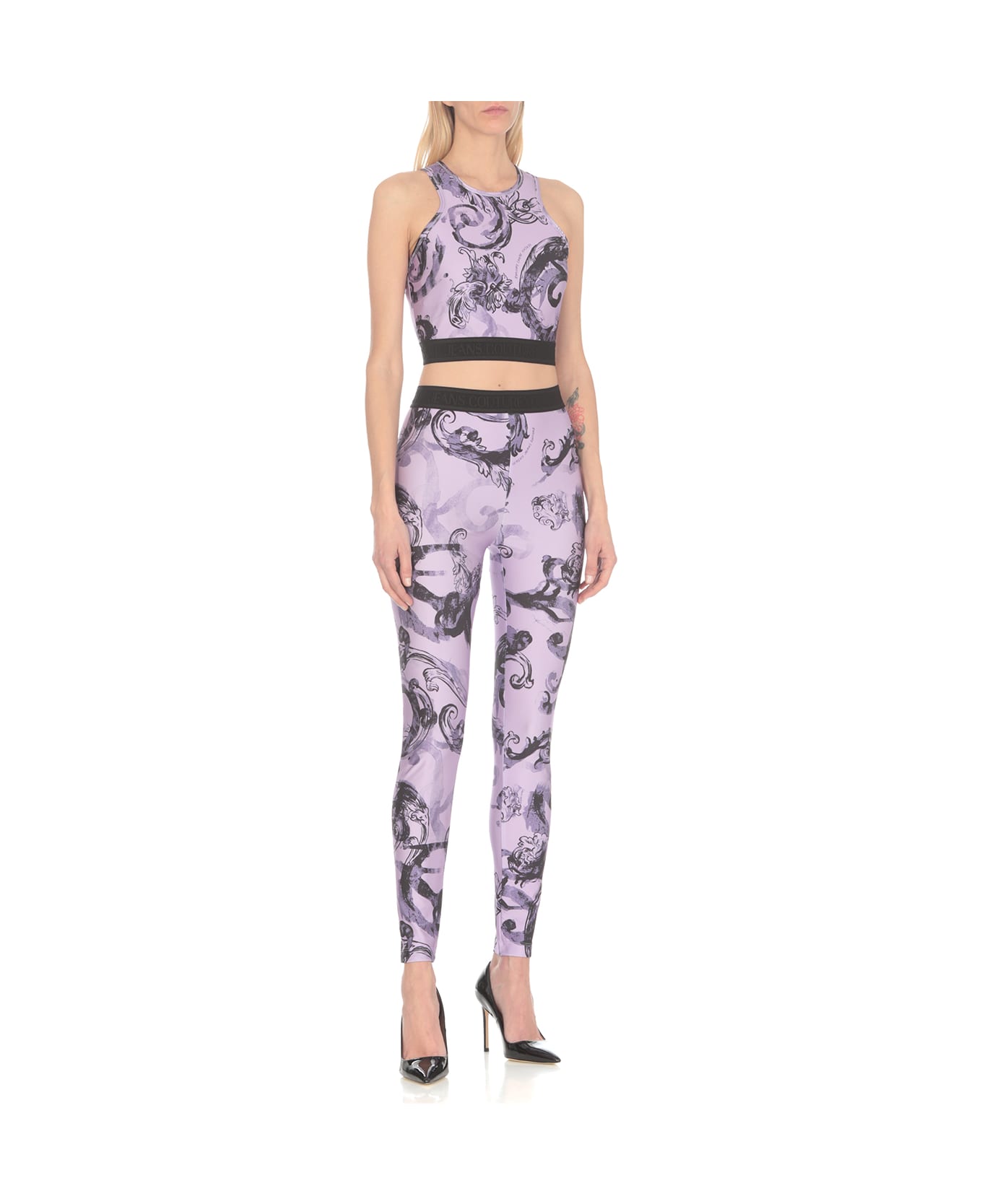 Versace Jeans Couture Watercolor Baroque Leggings - Purple レギンス