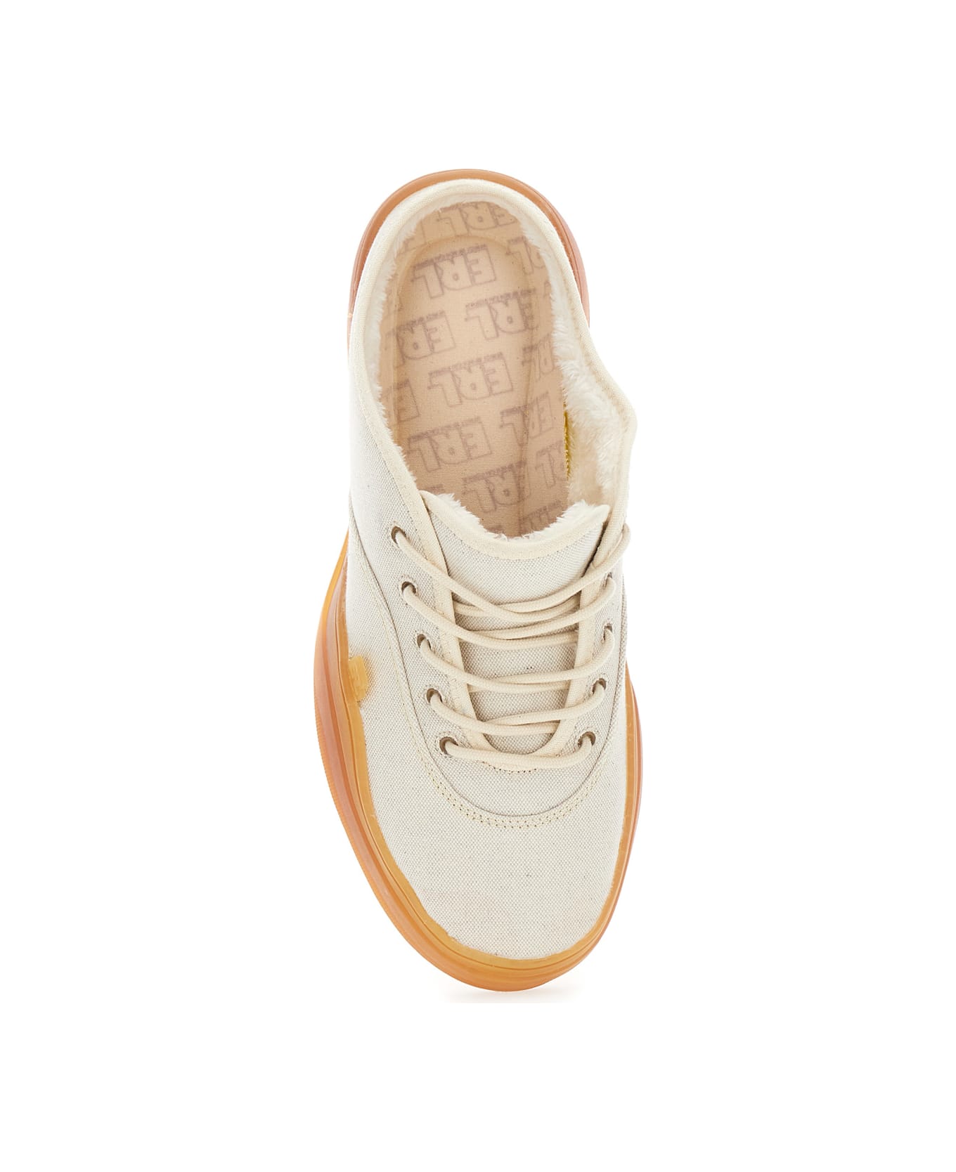 ERL 'low Skate Mule' White Low Top Sneakers With Contrasting Sole In Cotton Man - White