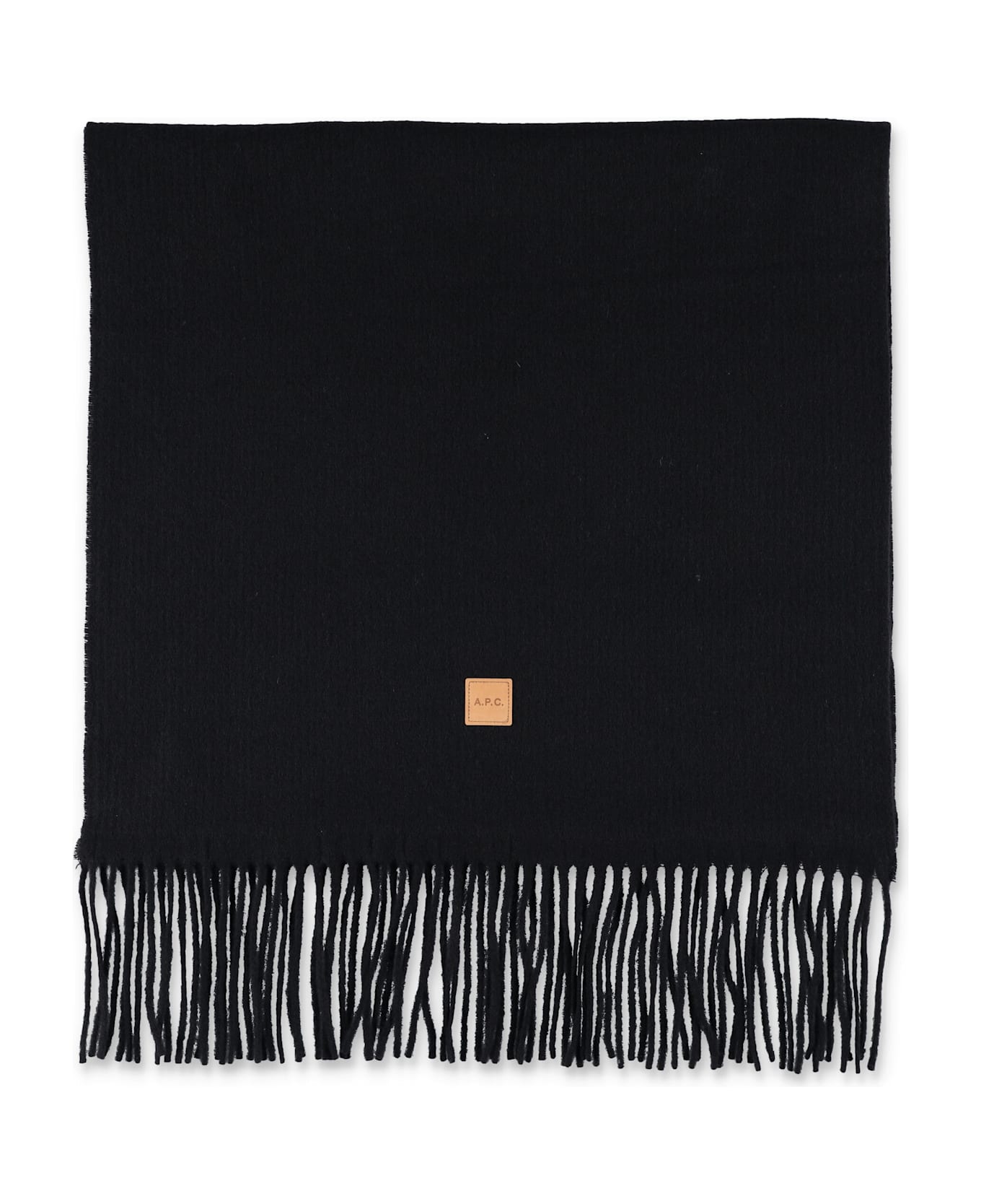 A.P.C. Aria Wool Scarf With Logo - BLACK