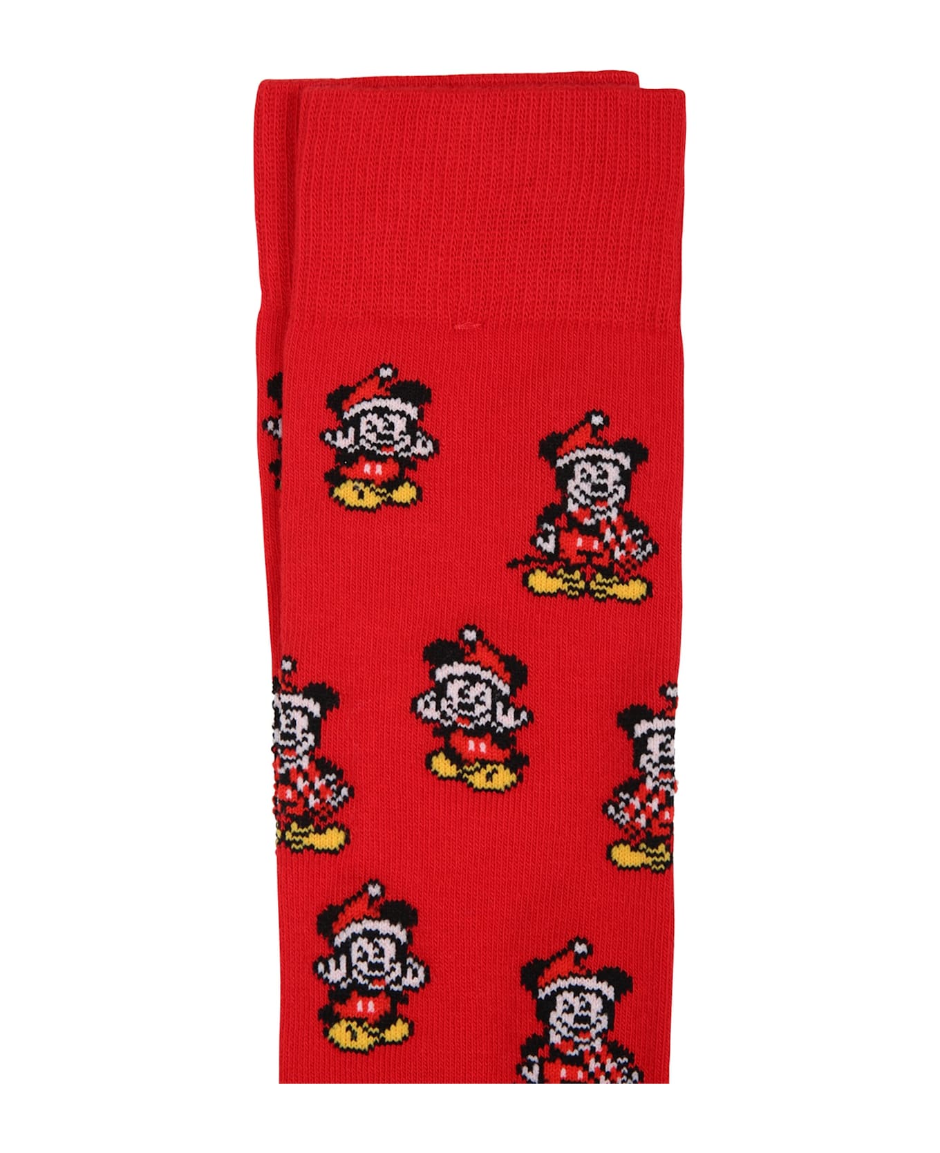 MC2 Saint Barth Red Socks For Kids With Mickey Mouse - Red