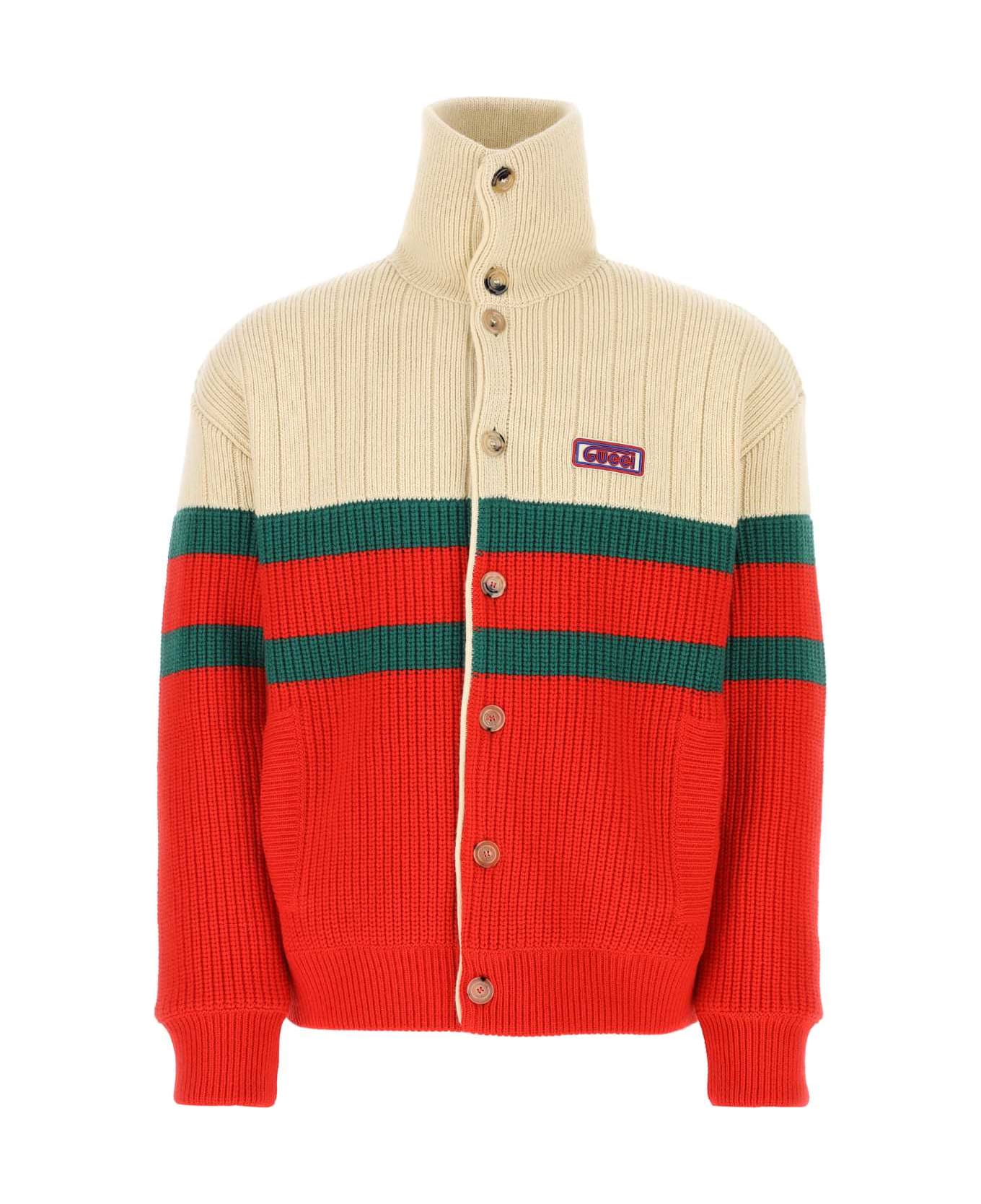 Gucci Multicolor Wool Padded Cardigan - Multicolor
