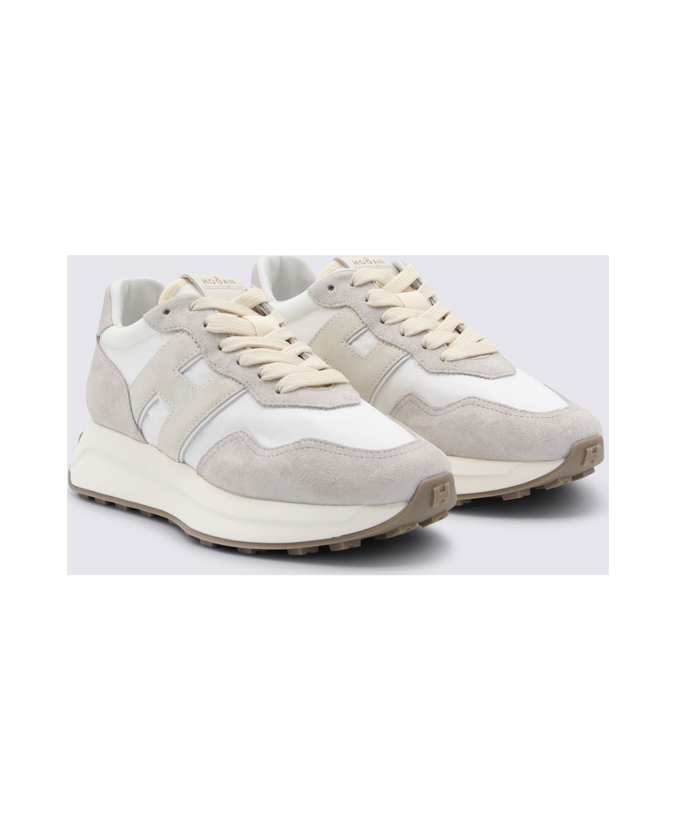Hogan White And Beige Leather Sneakers - White