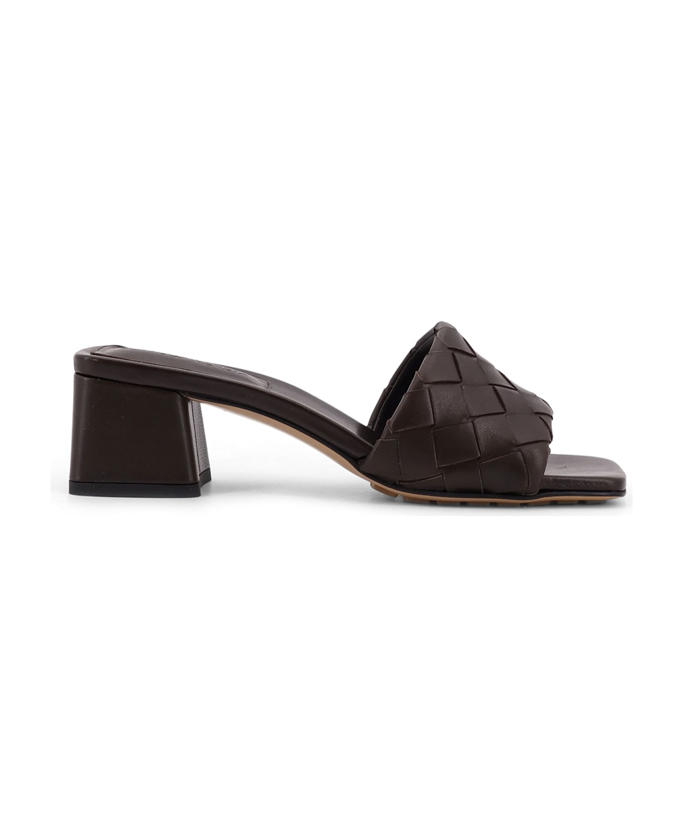 Bottega Veneta Leather Heel Sandals With Intrecciato Motif - FONDANT