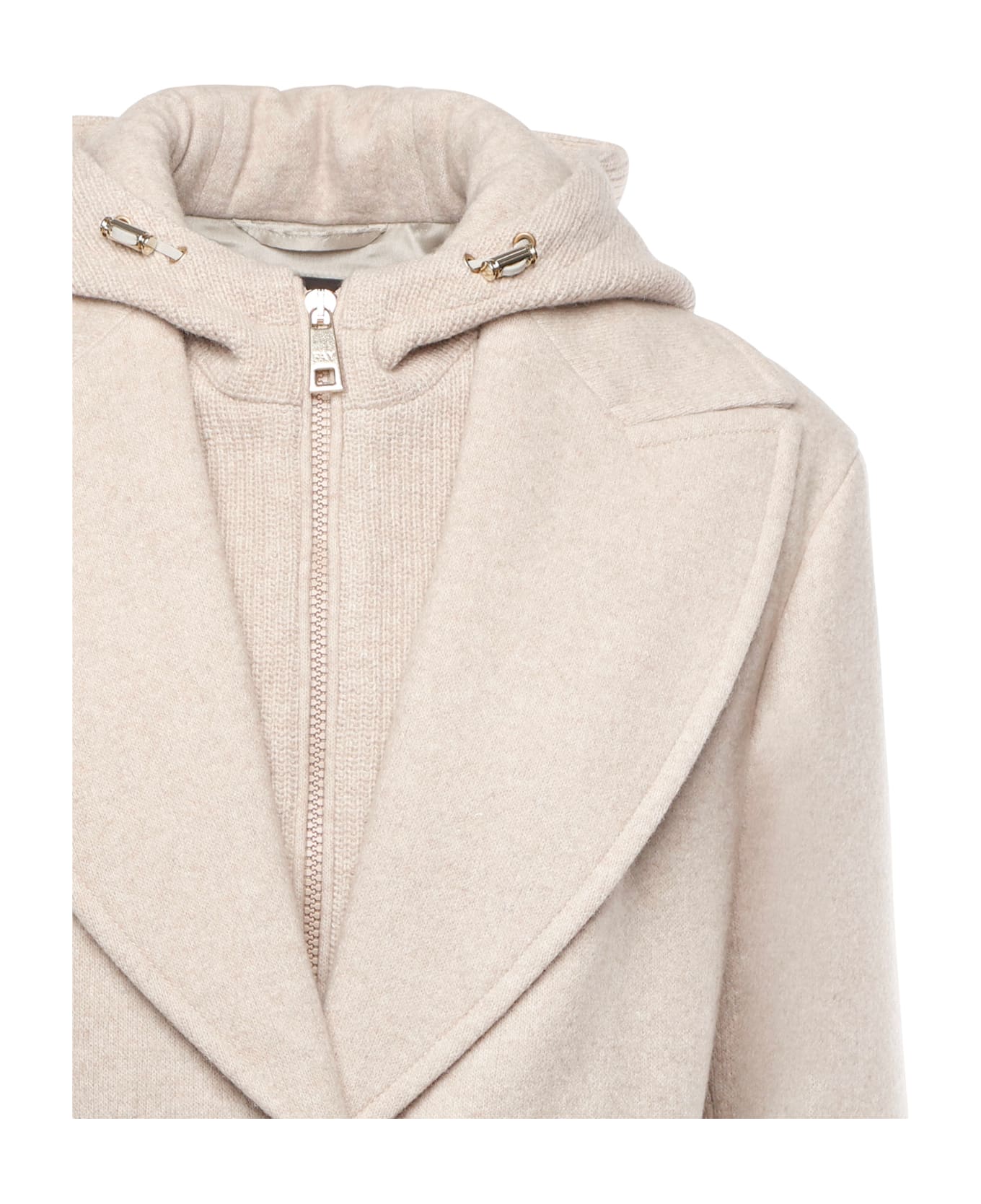 Fay Double-front Wool Jersey Coat - Beige
