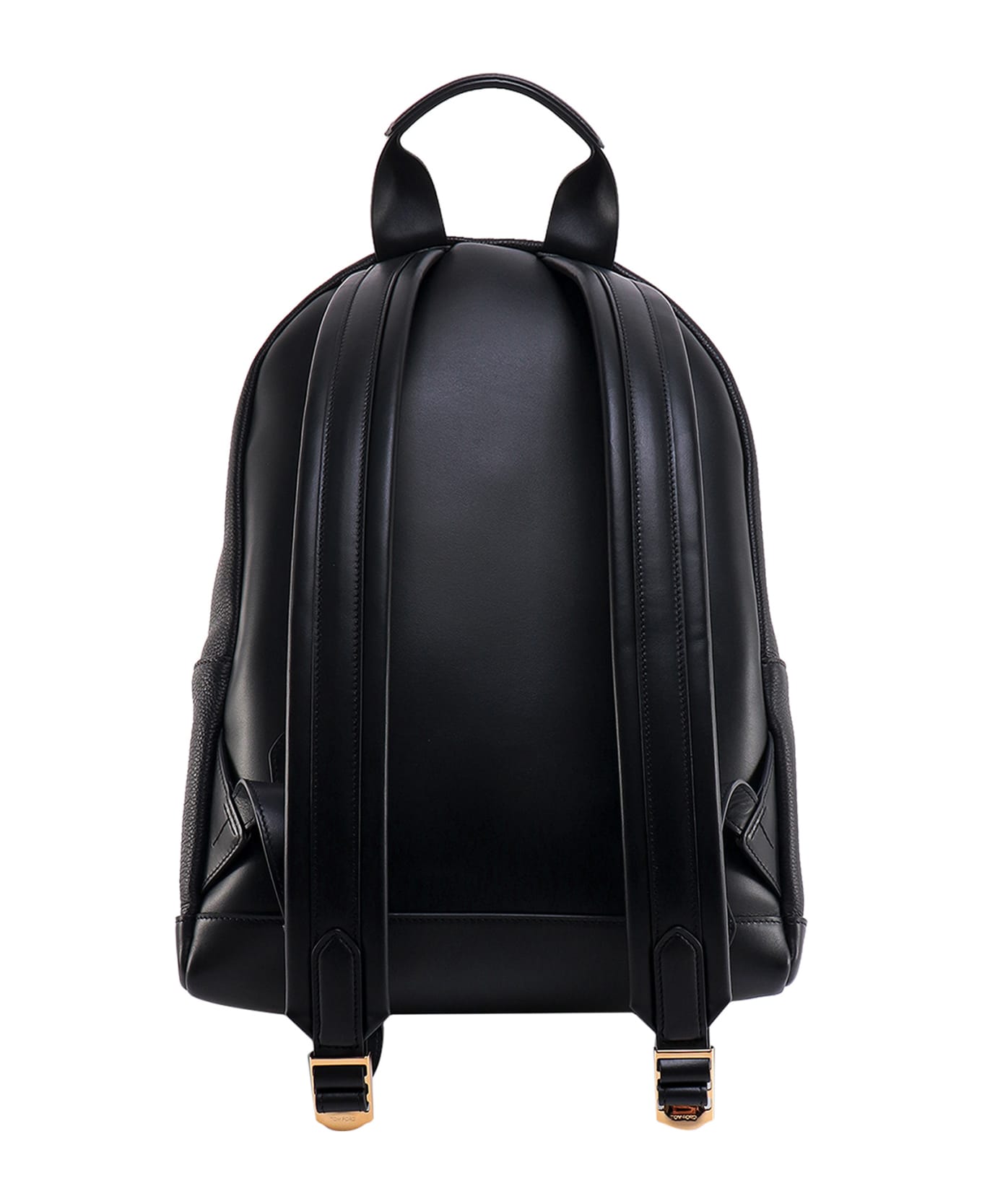Tom Ford Textured Leather Backpack With Pocket On The Front - Black