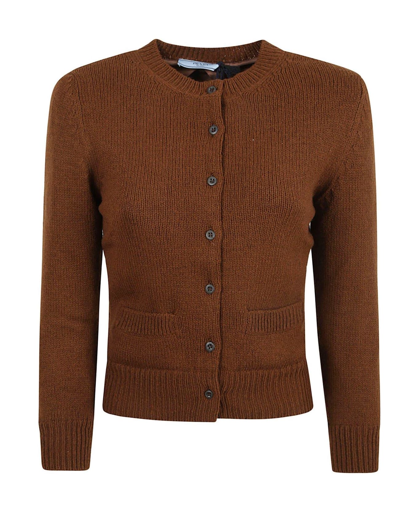Prada Ribbed Knit Cardigan - Brown