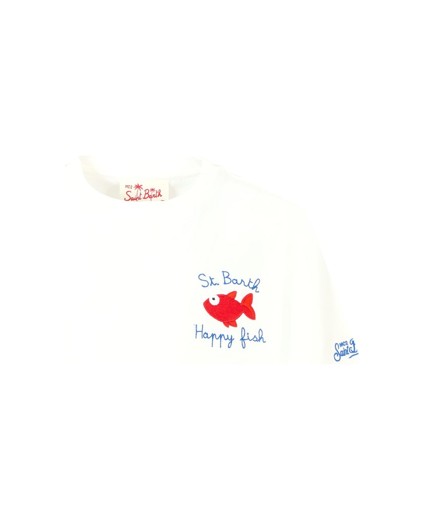MC2 Saint Barth White T-shirt For Boy With Red Fish - White