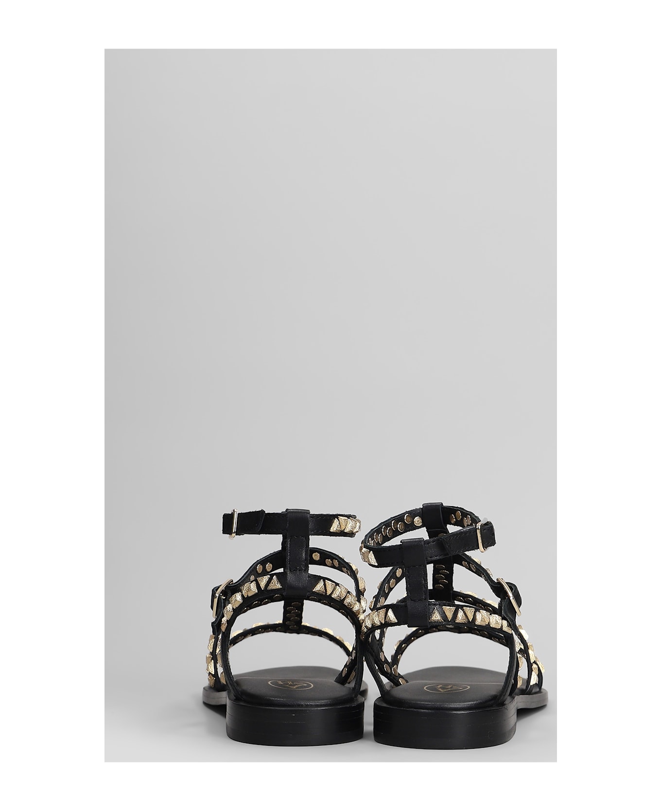 Ash Pandora Flats In Black Leather - black