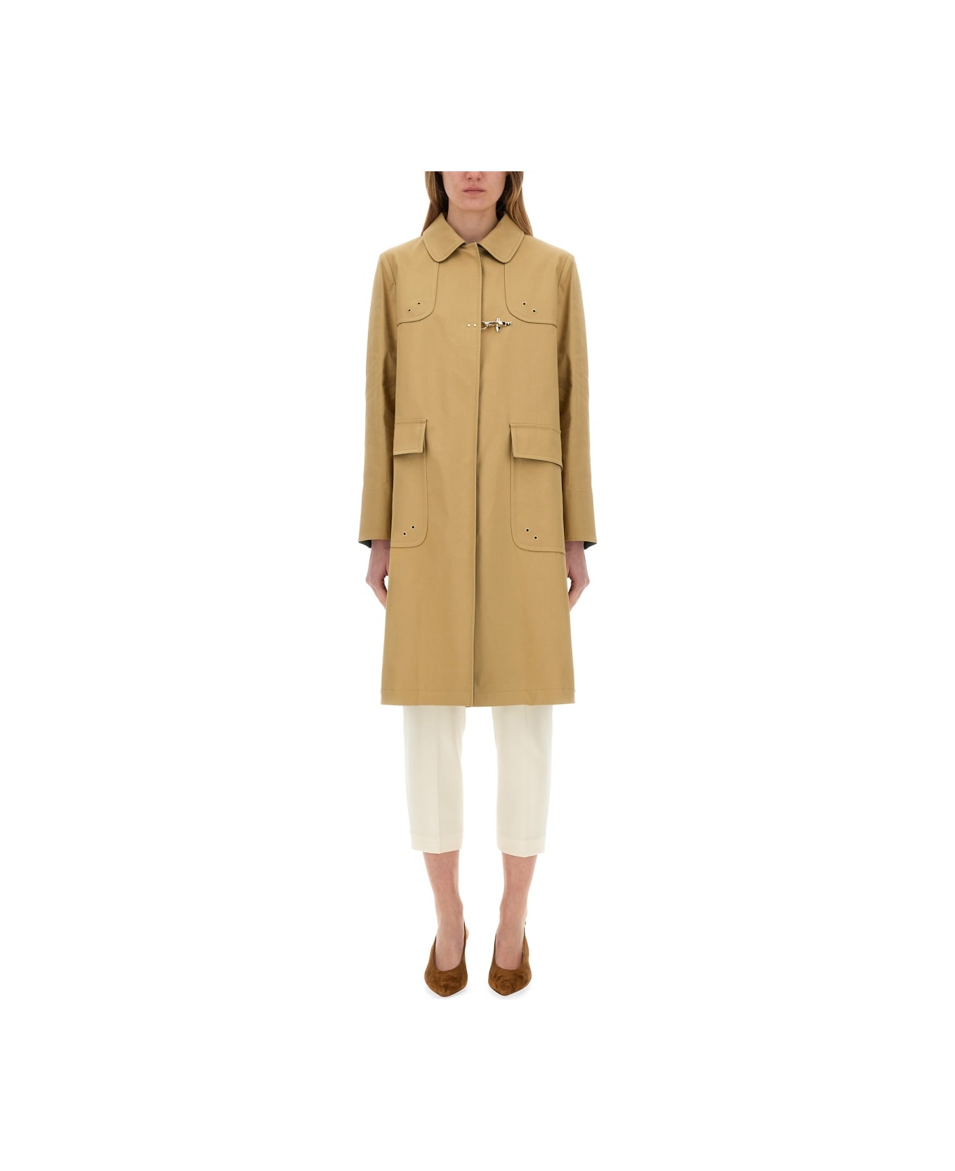 Fay Stretch Gabardine Car Coat - BEIGE
