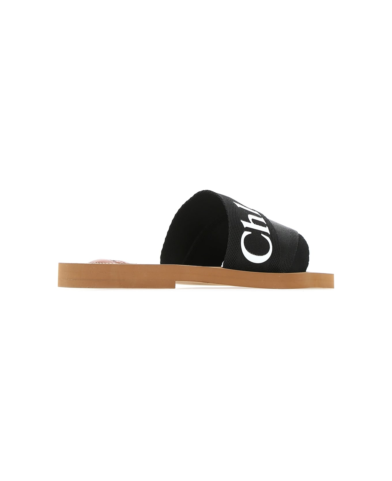 Chloé 
woody
 Black Sabot With Contrasting Logo In Canvas - Black