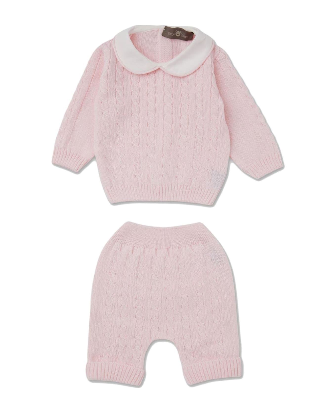 Little Bear Pink Wool Baby Suit - Cipria