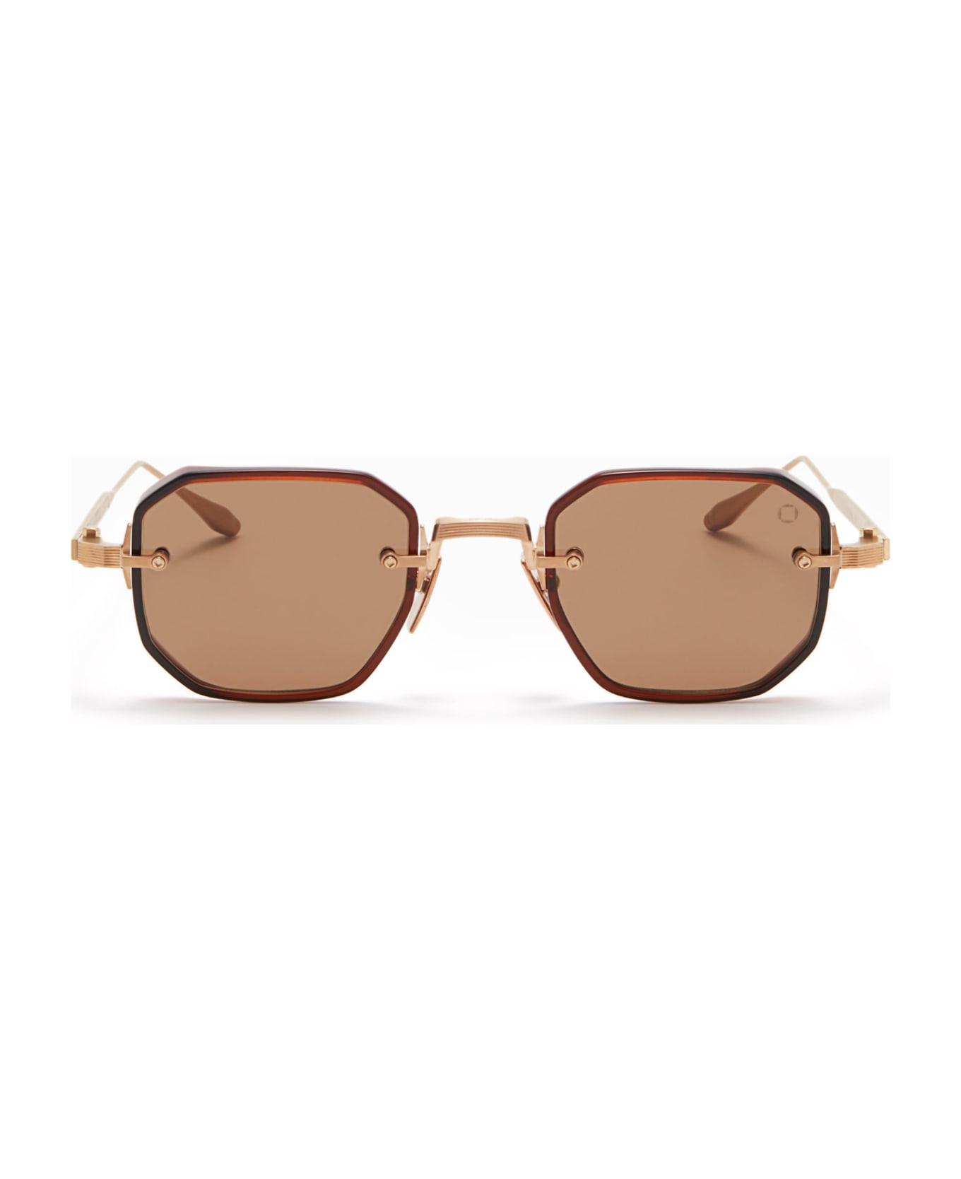 Akoni Juno-two - Brushed Gold / Brown Crystal Sunglasses - Gold