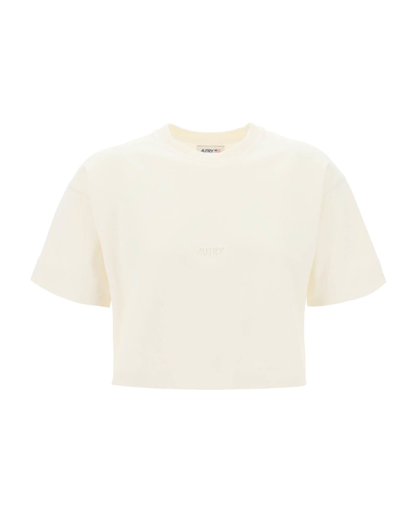 Autry Boxy T-shirt With Debossed Logo - SUOLA CREAM (White) Tシャツ