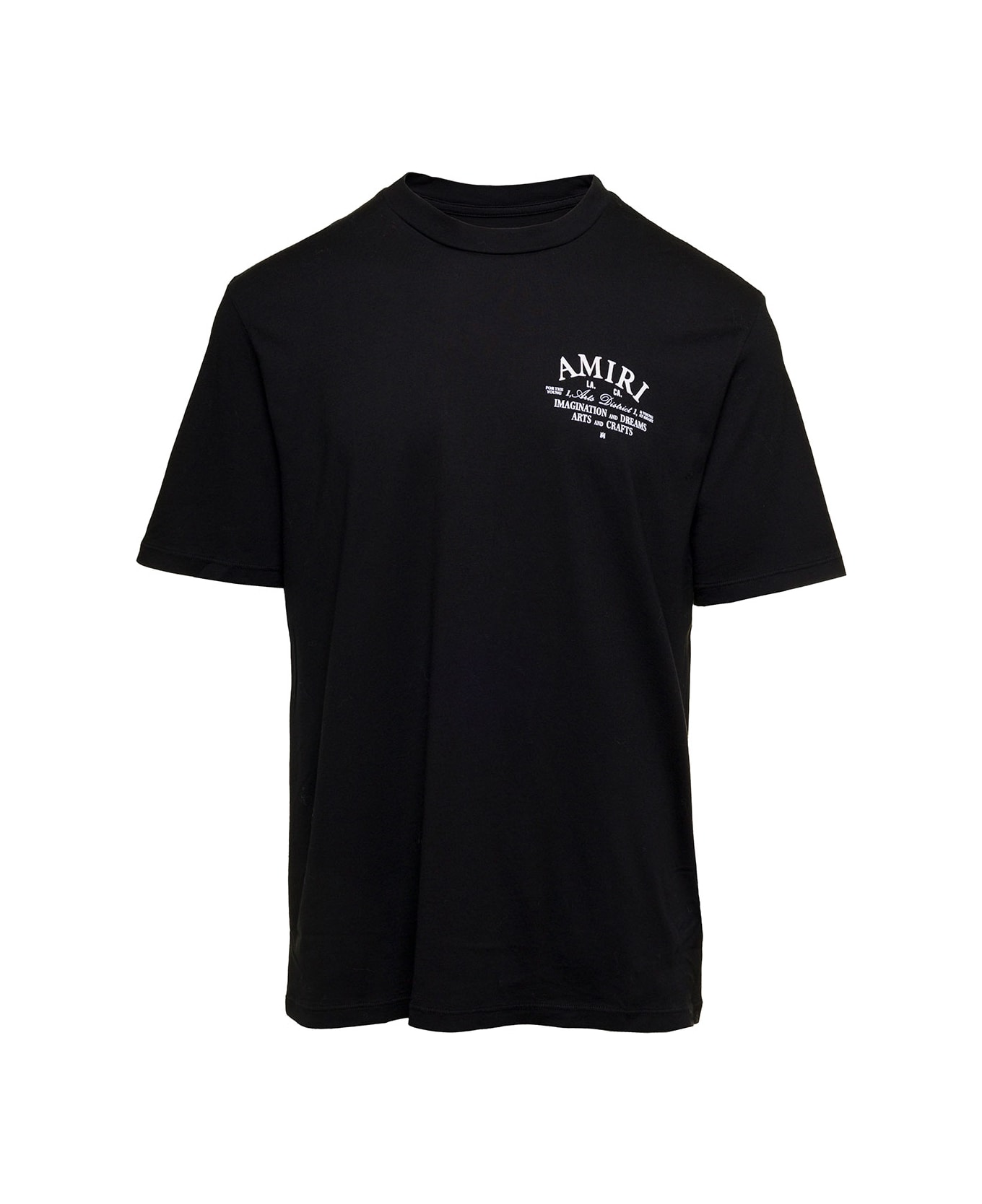 AMIRI 'arts District' Black Crewneck T-shirt With Contrasting Logo Print In Cotton Man - Black