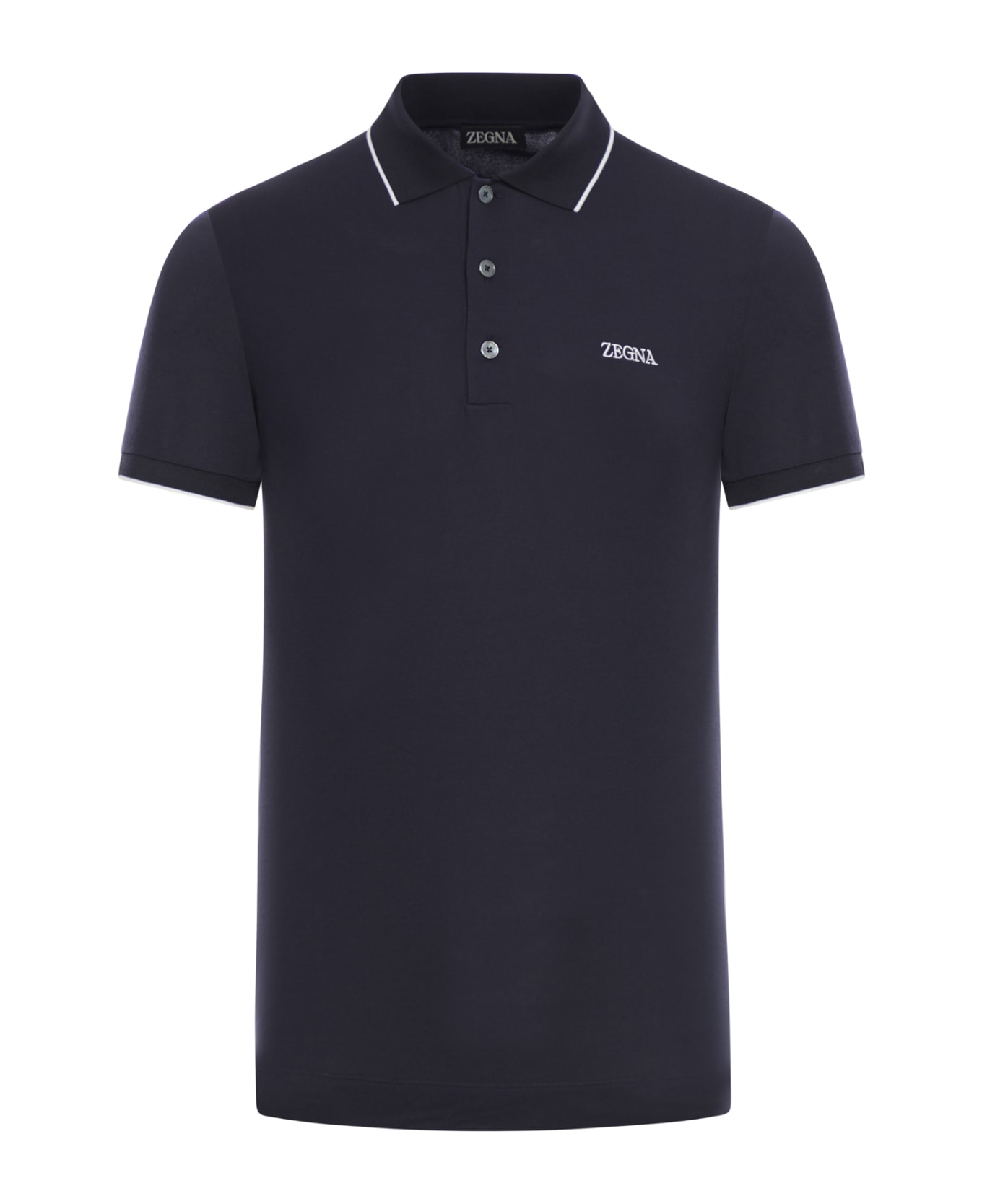 Zegna Stretch Cotton Polo - Navy ポロシャツ