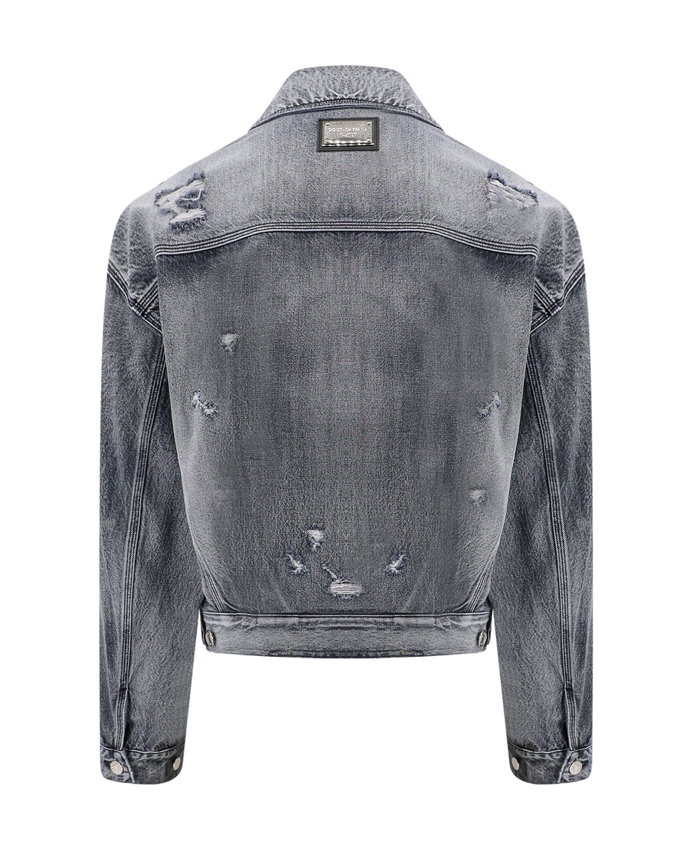 Dolce & Gabbana Denim Jacket With Ripped Effect - Grey