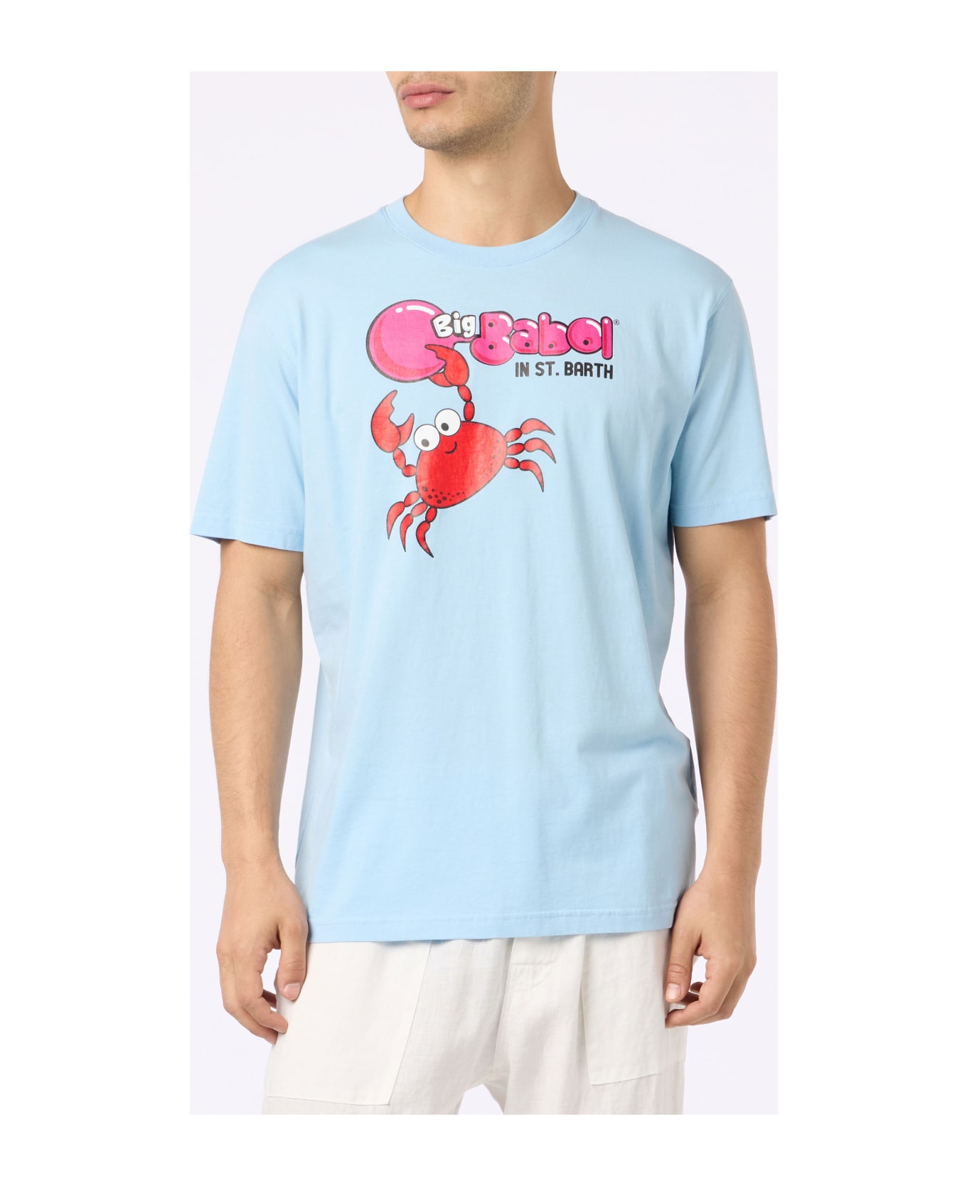 MC2 Saint Barth Man T-shirt With Big Babol Crab Placed Print And Embroidery | Big Babol Special Edition - SKY
