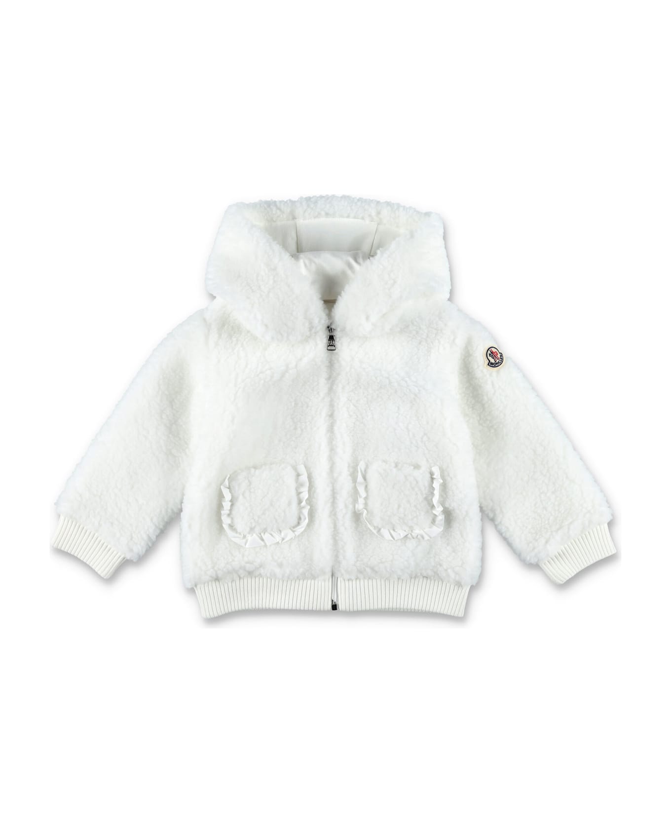 Moncler Kid - Teddy Zip-up Hoodie - WHITE