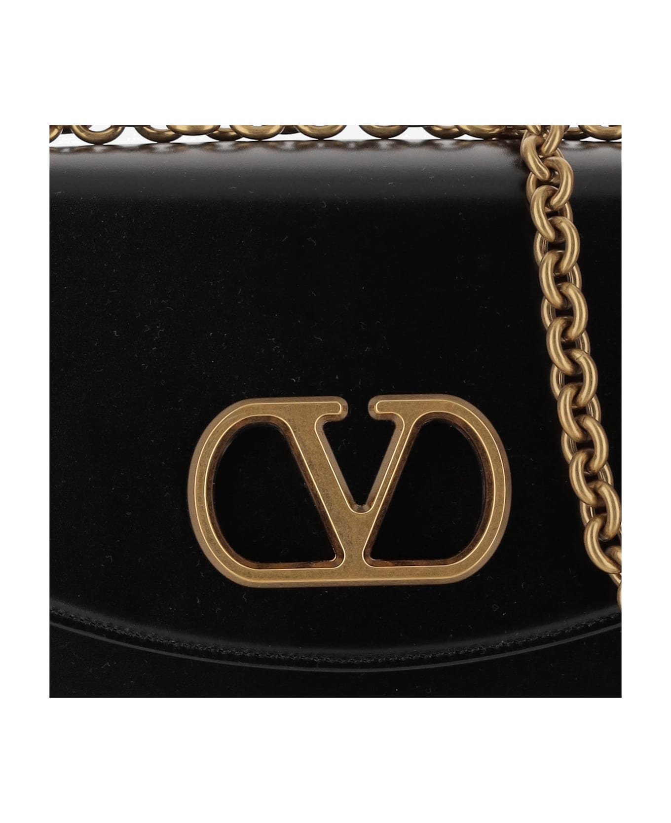 Valentino Garavani Vain Leather Shoulder Bag - Black