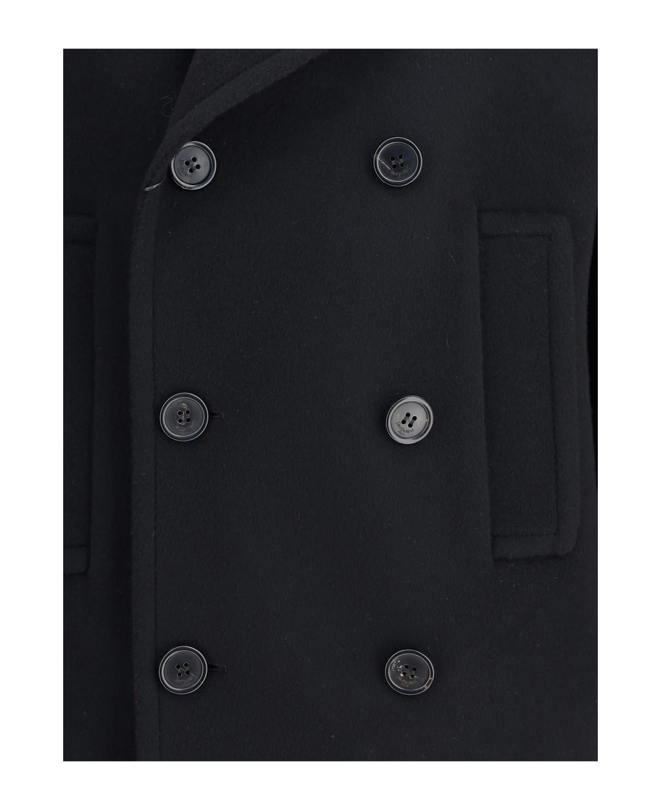 Saint Laurent Caban Coat - BLACK