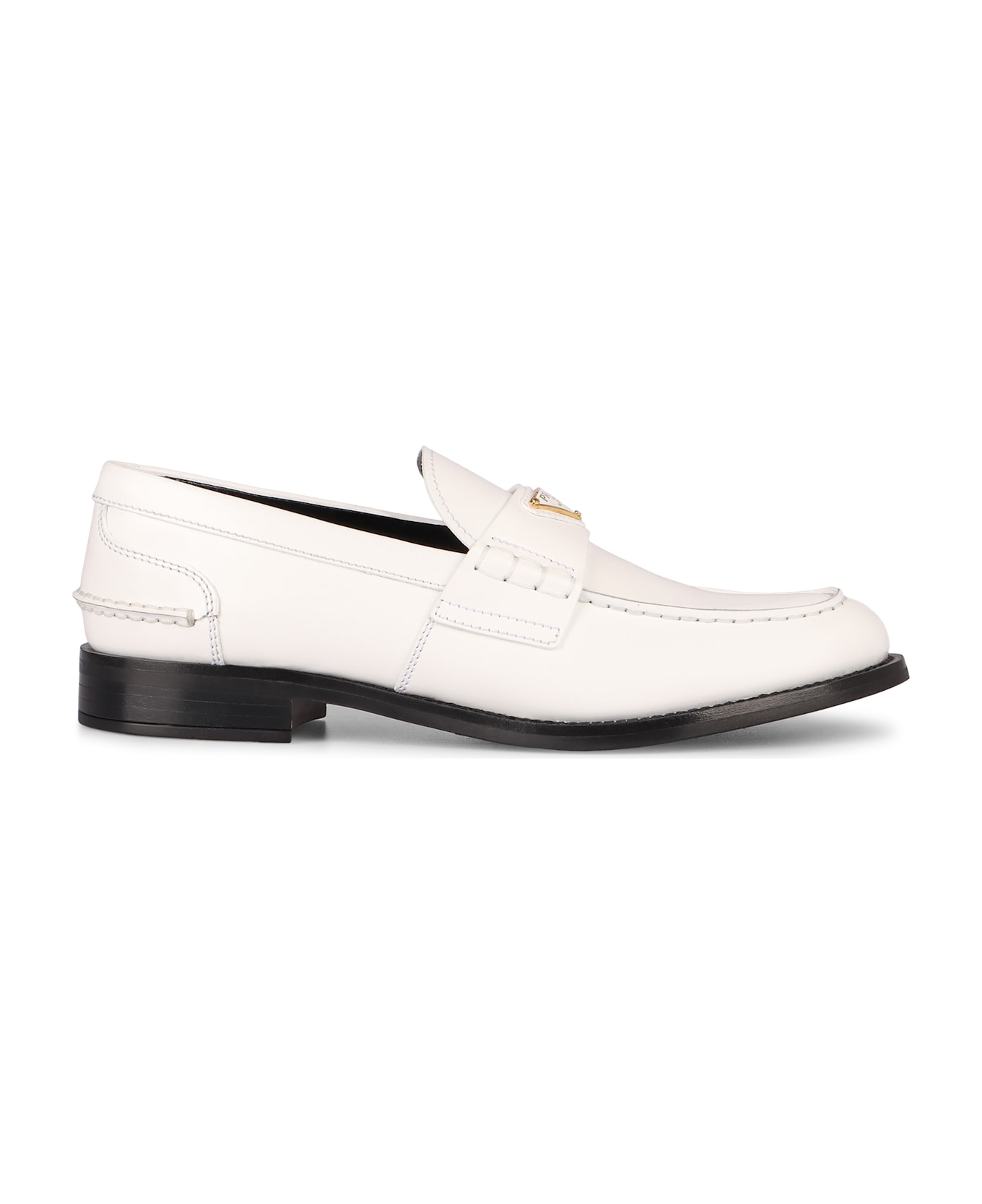 Prada Brushed Leather Loafers - White
