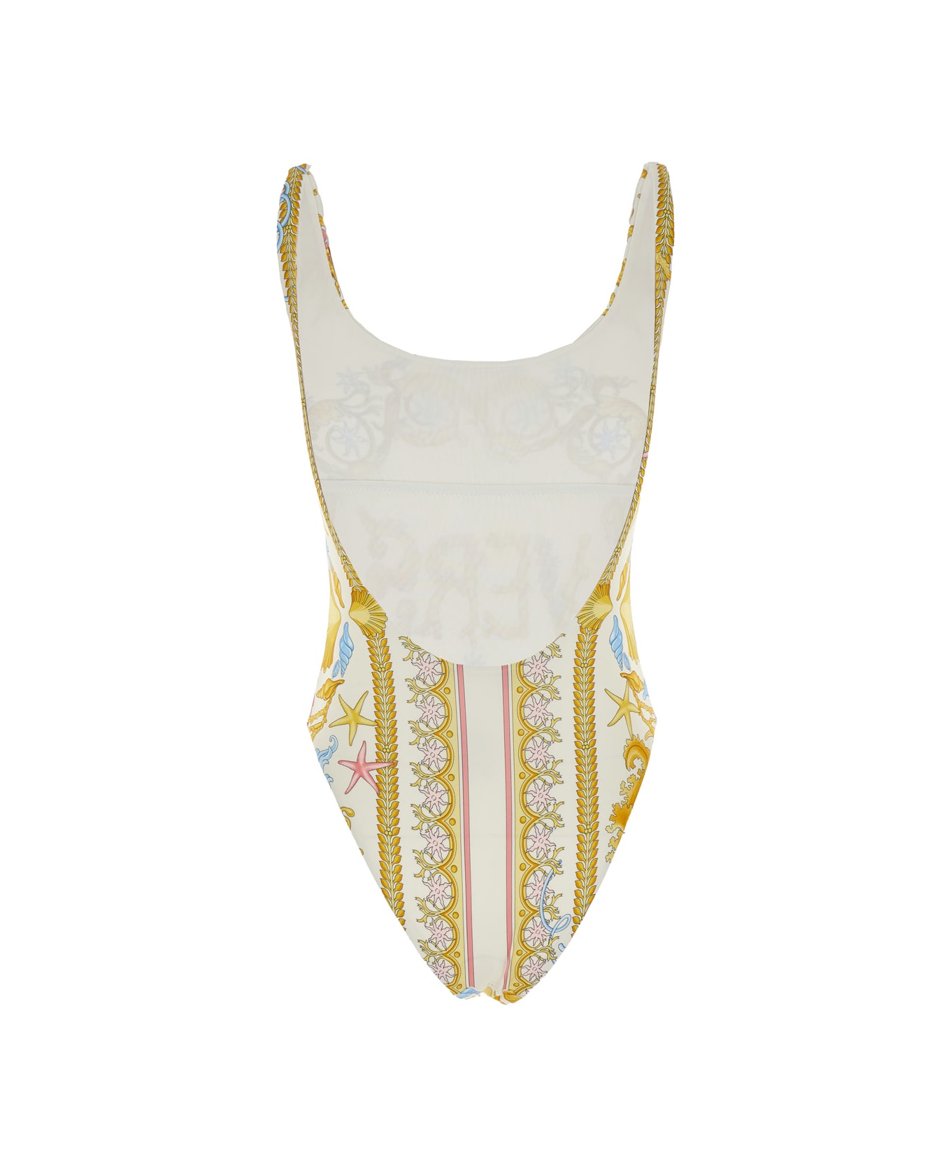 Versace Multicolor One-piece Swimsuit With Underwater Barocco Print And Open Rear In Tech Fabric Woman - Multicolor