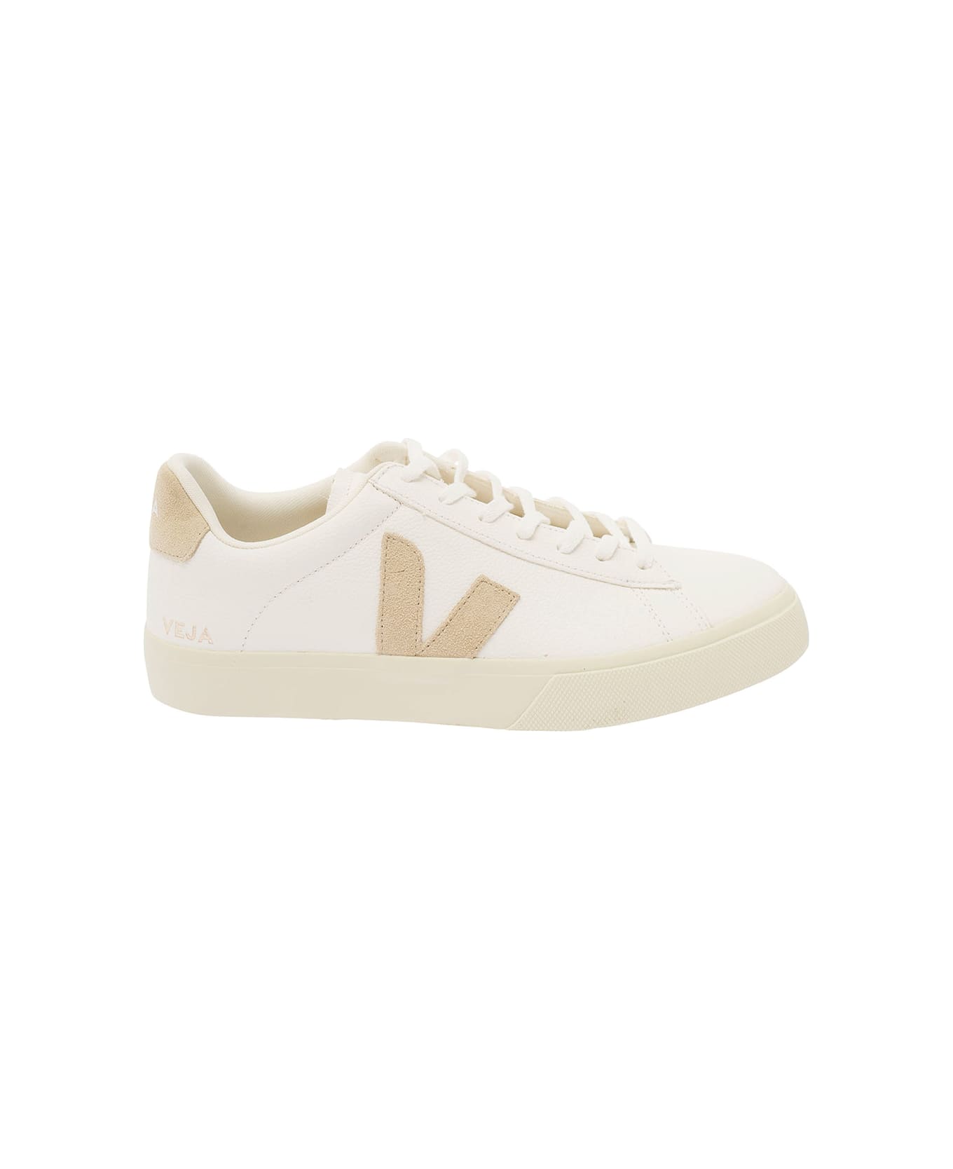 Veja White And Beige Sneakers With Logo Details In Leather Man - White スニーカー