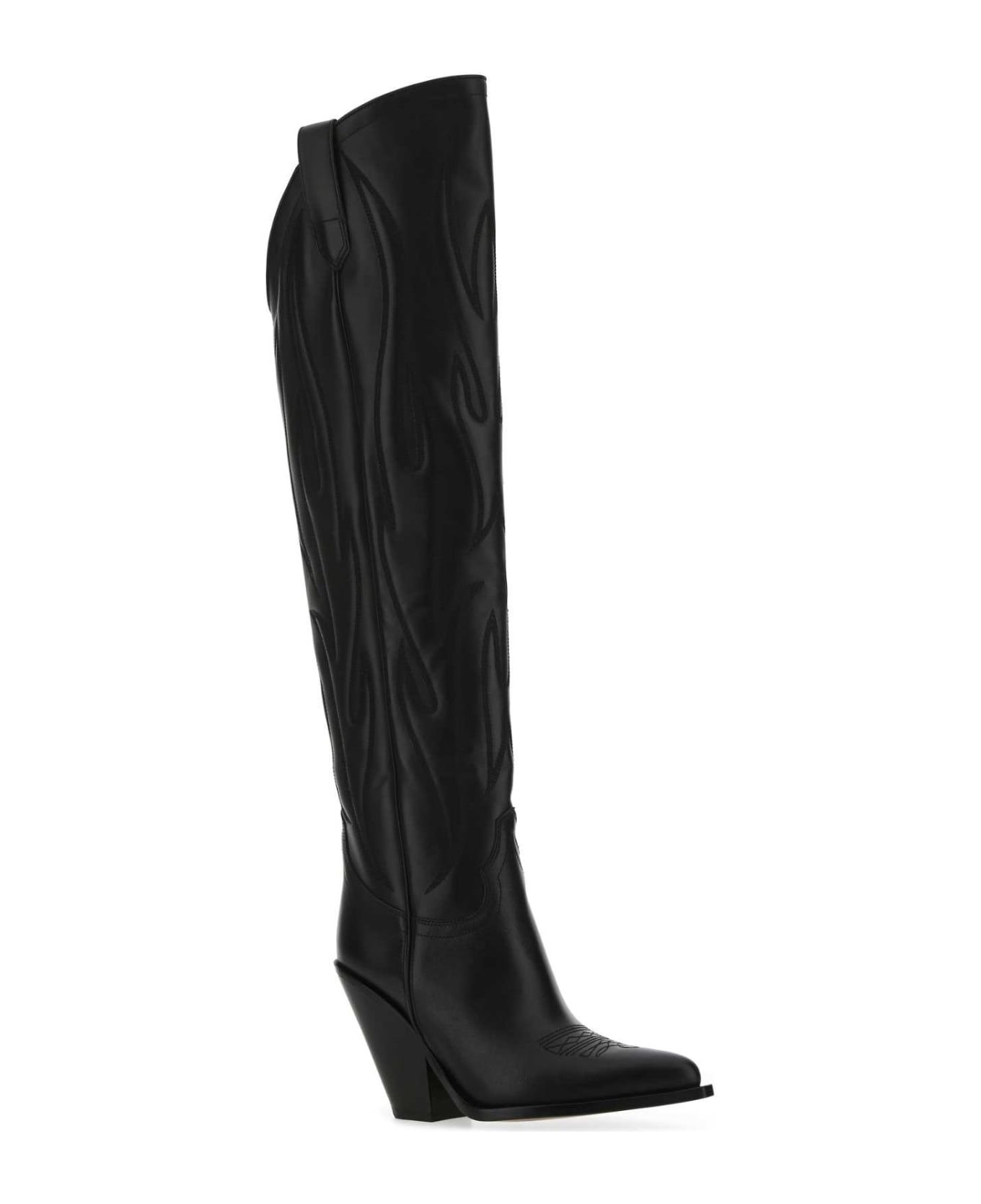 Sonora Black Leather Hermosillo Boots - BLACK ブーツ